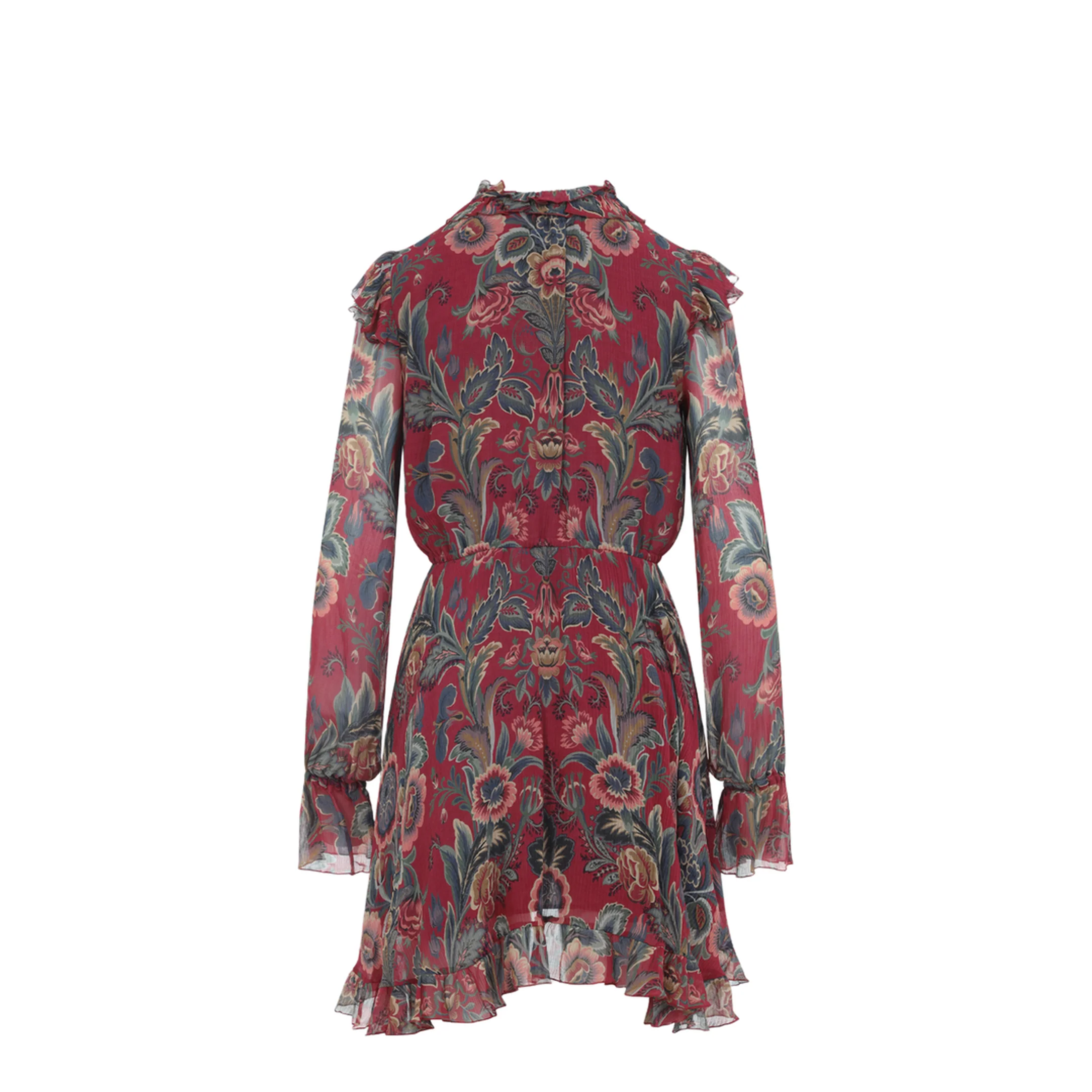 Silk Blend Mini Dress Red - Image 4