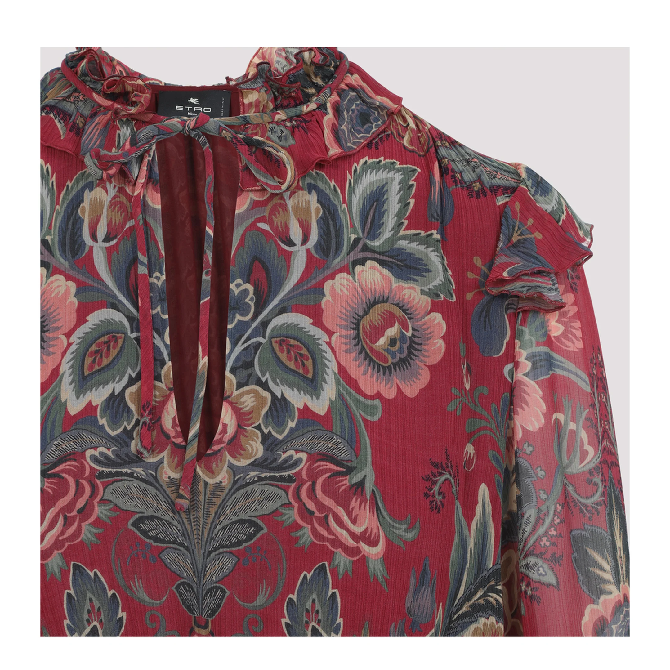 Silk Blend Mini Dress Red - Image 5