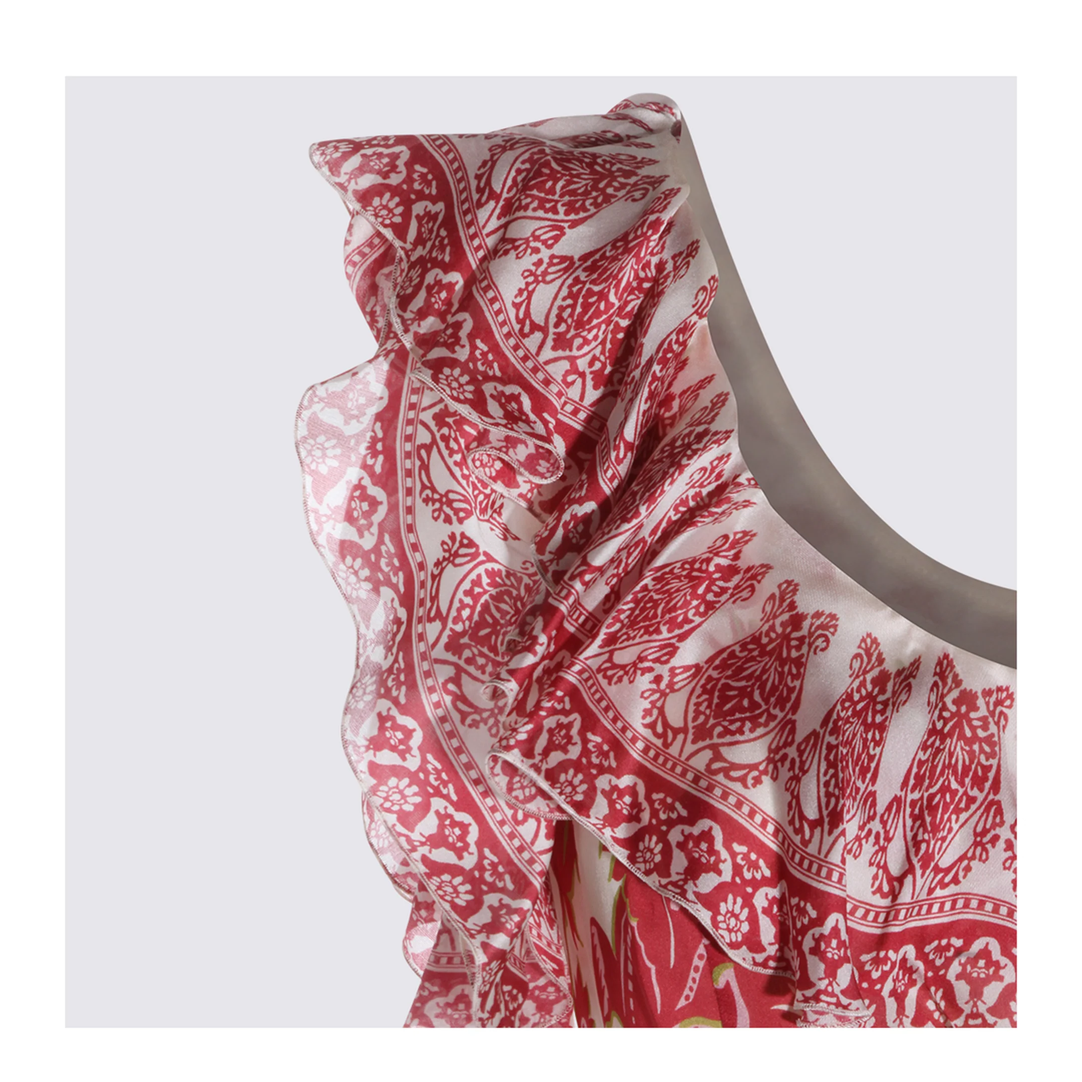 Floral Motif Silk Long Dress - Image 3
