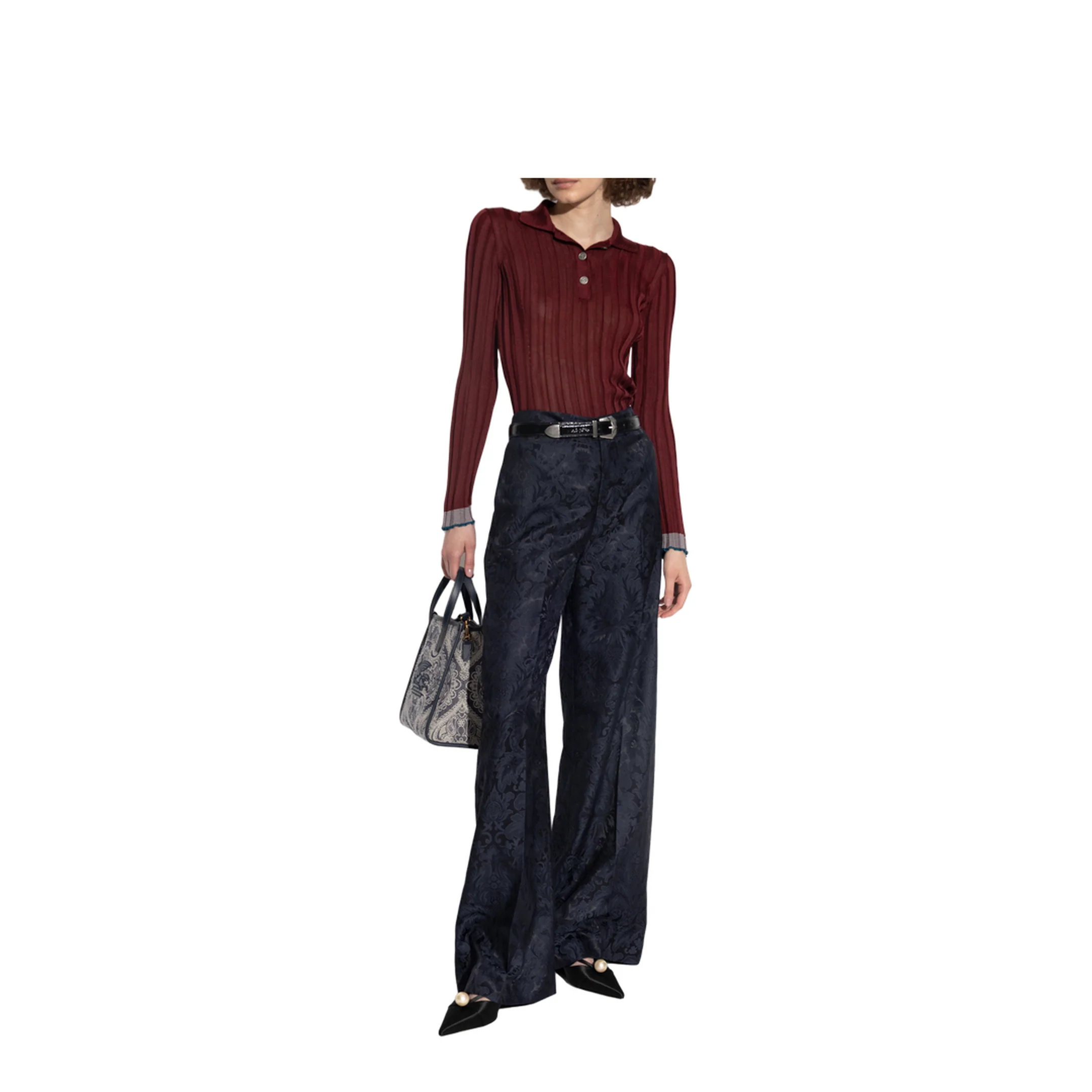 Aubergine Viscose Polo Shirt - Image 2