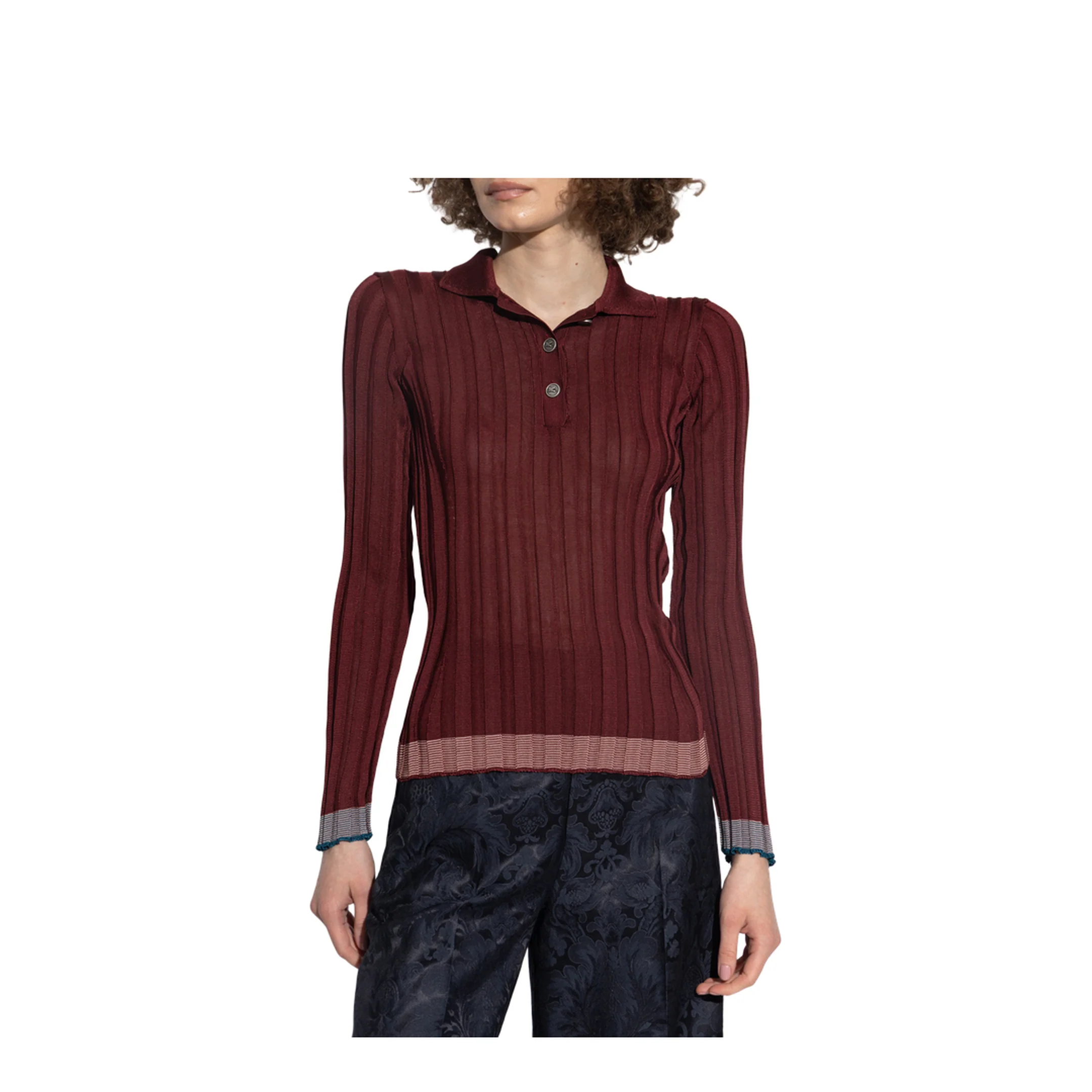 Aubergine Viscose Polo Shirt - Image 3