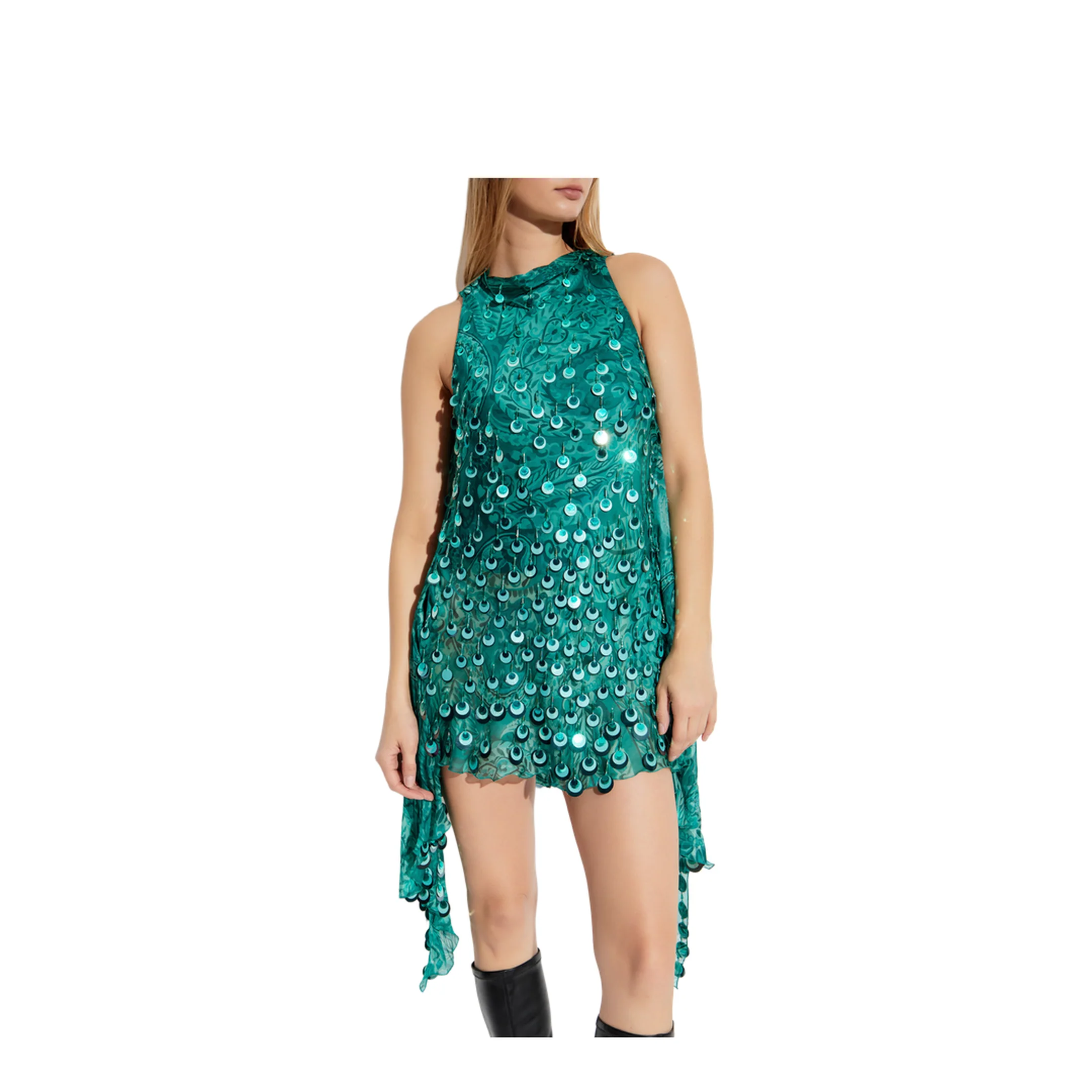 Silk Mini Dress Sequin Embroidery - Image 3