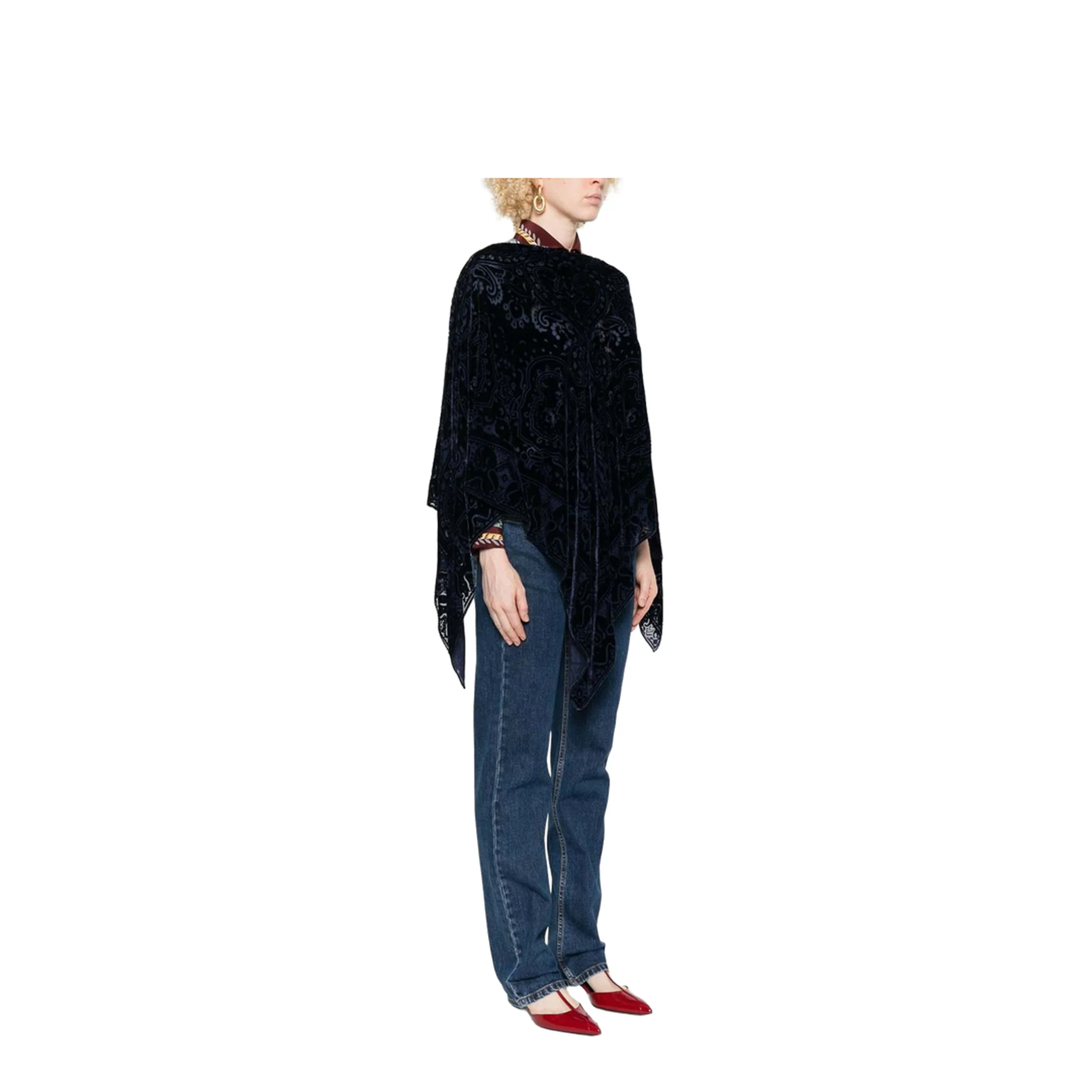 Blue Devoré Silk Cape - Image 2