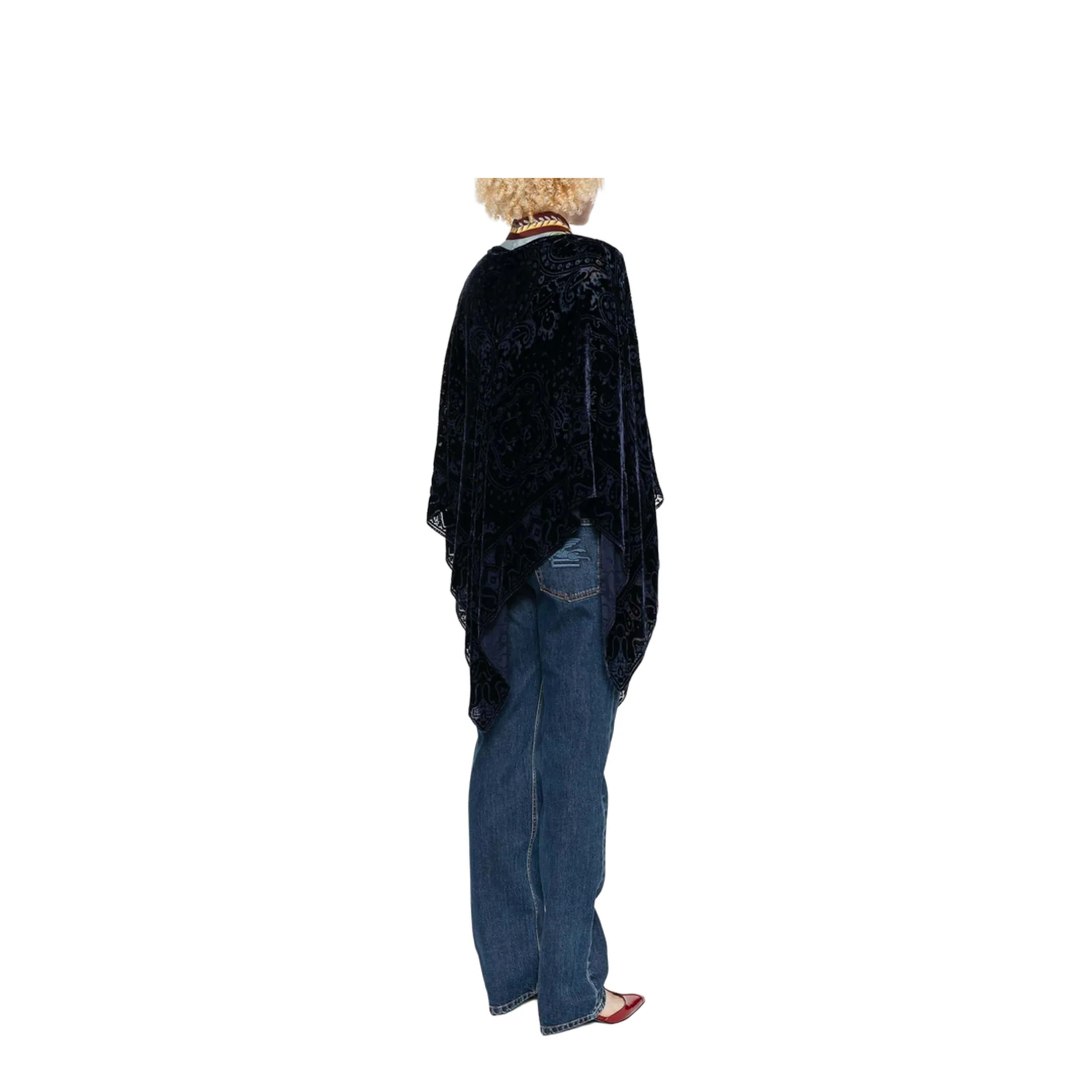 Blue Devoré Silk Cape - Image 4