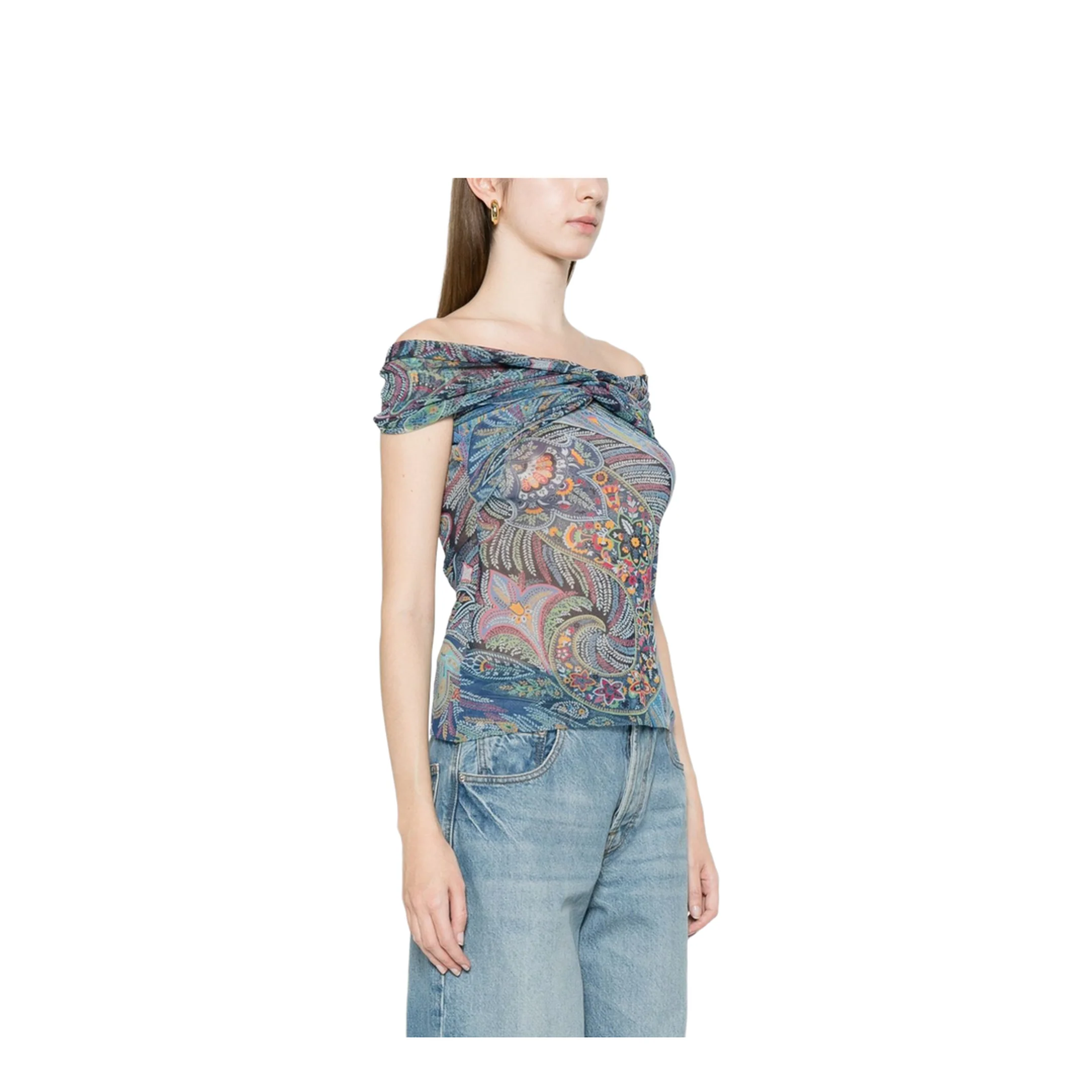 Women's Pattern Top Blue - Image 2