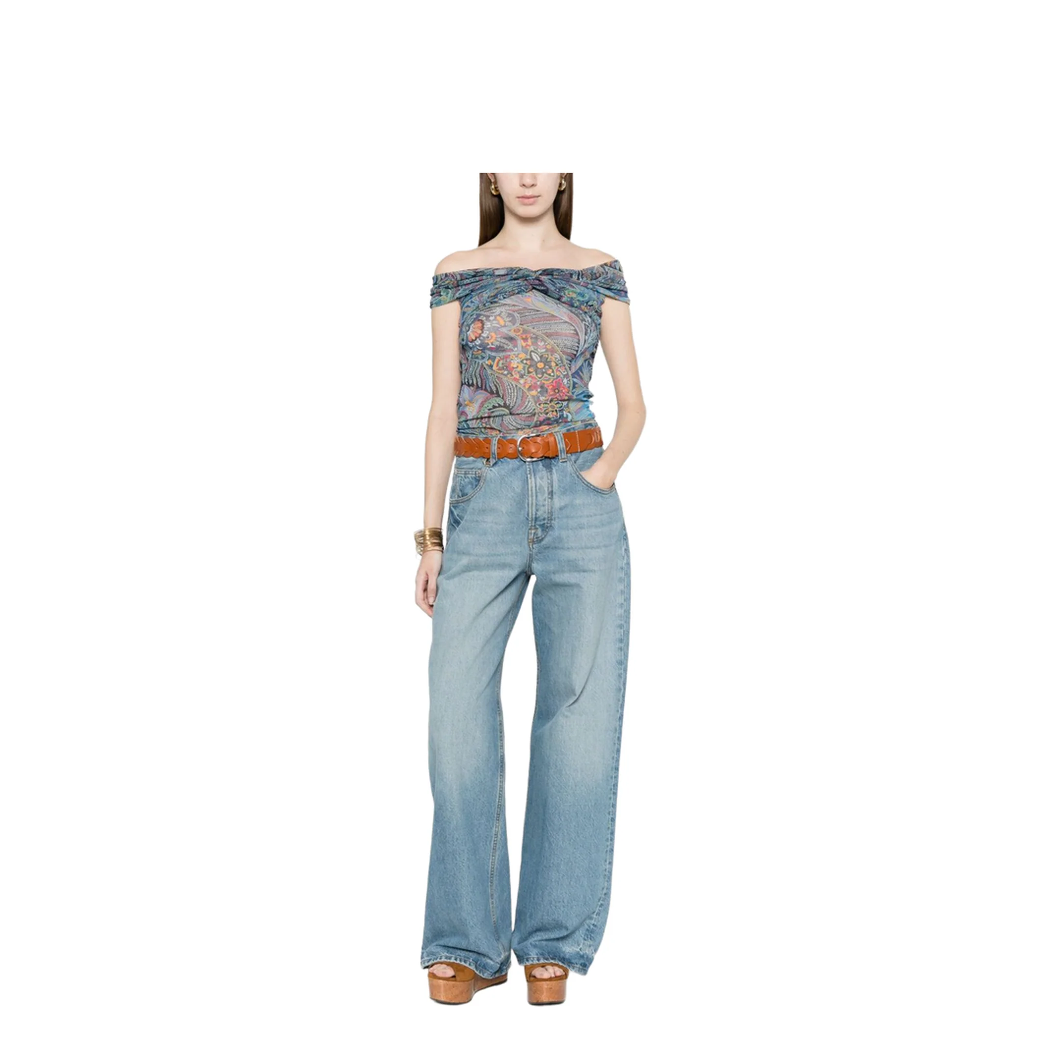 Women's Pattern Top Blue - Image 3