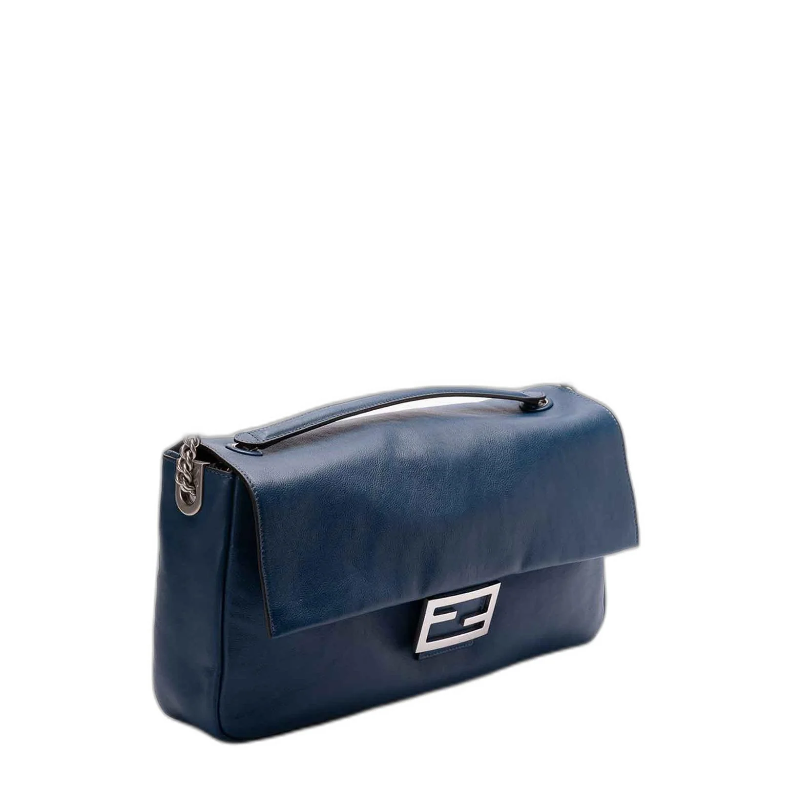 Baguette Chain Large  
Blue Leather Bag - Image 2