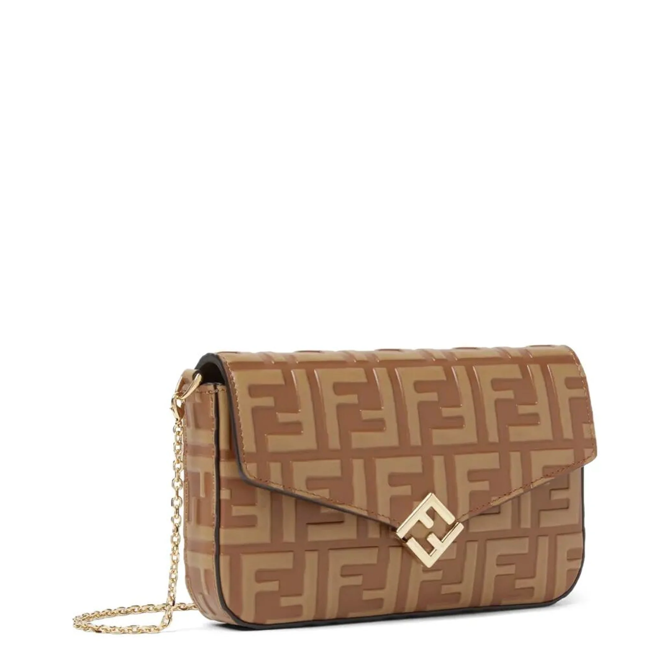 FF Diamonds Leather Chain Wallet - Brown - Image 3