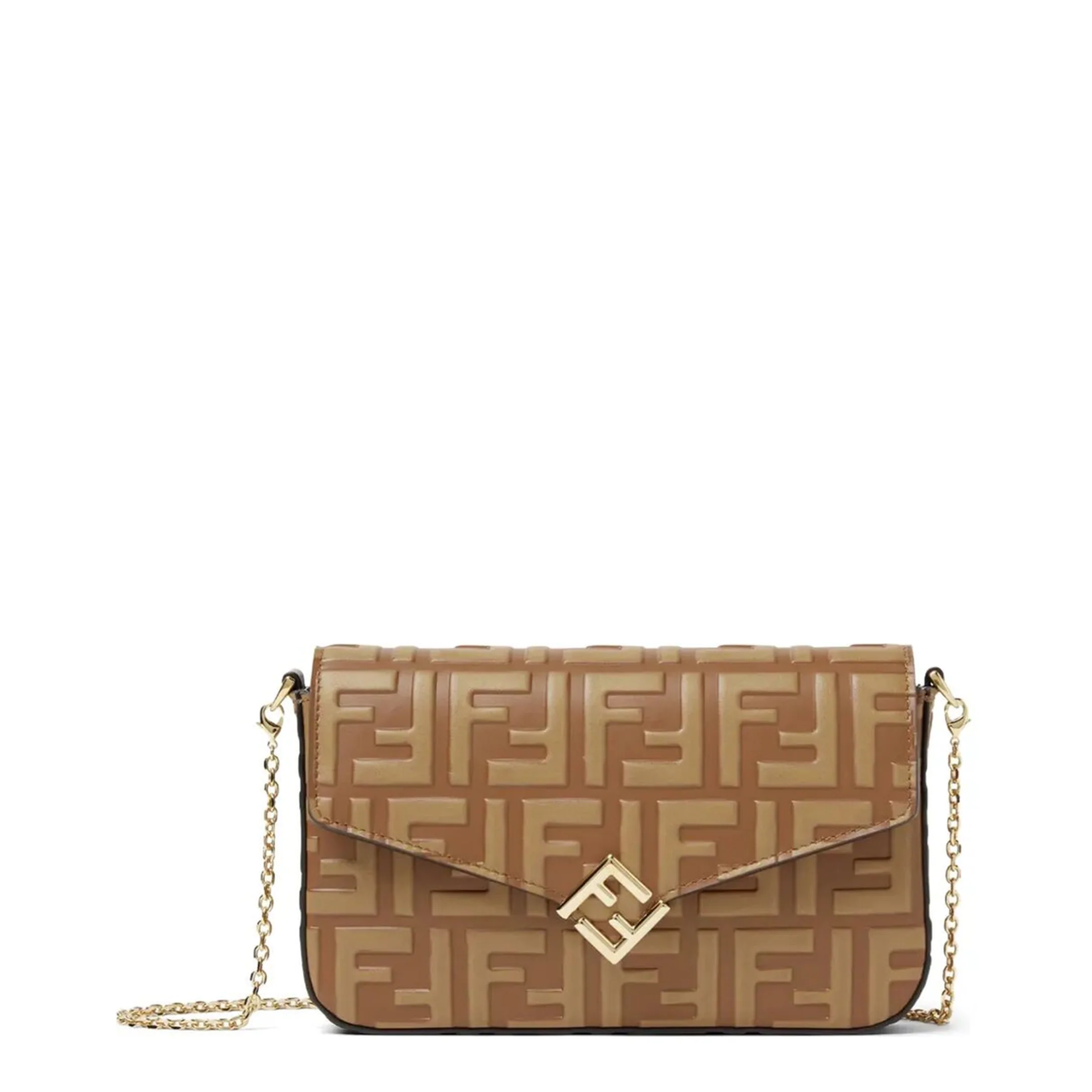 FF Diamonds Leather Chain Wallet - Brown - Image 5