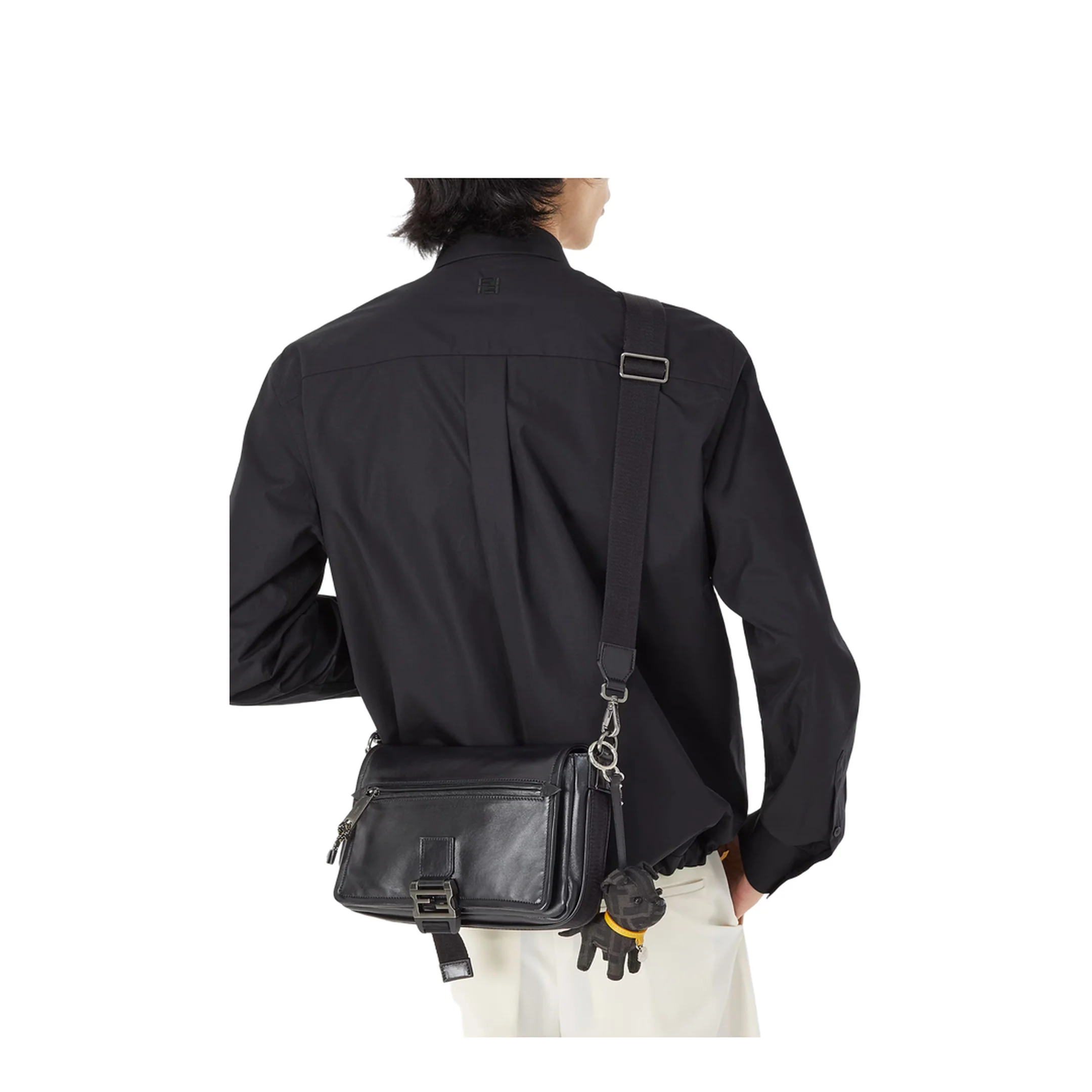 Flux Messenger Leather Crossbody Bag - Black - Image 5