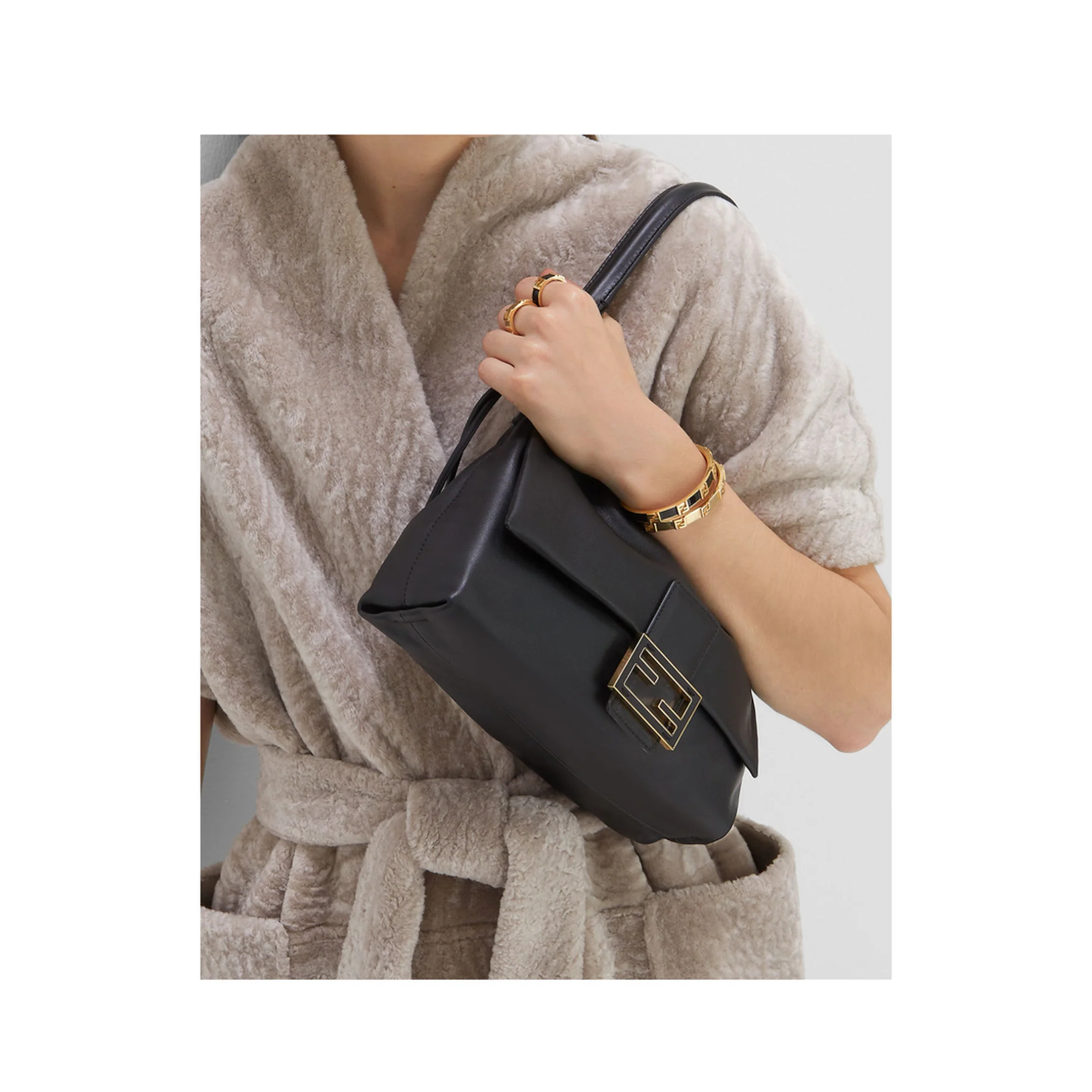 Mamma Baguette Medium Leather Handbag - Black - Image 4