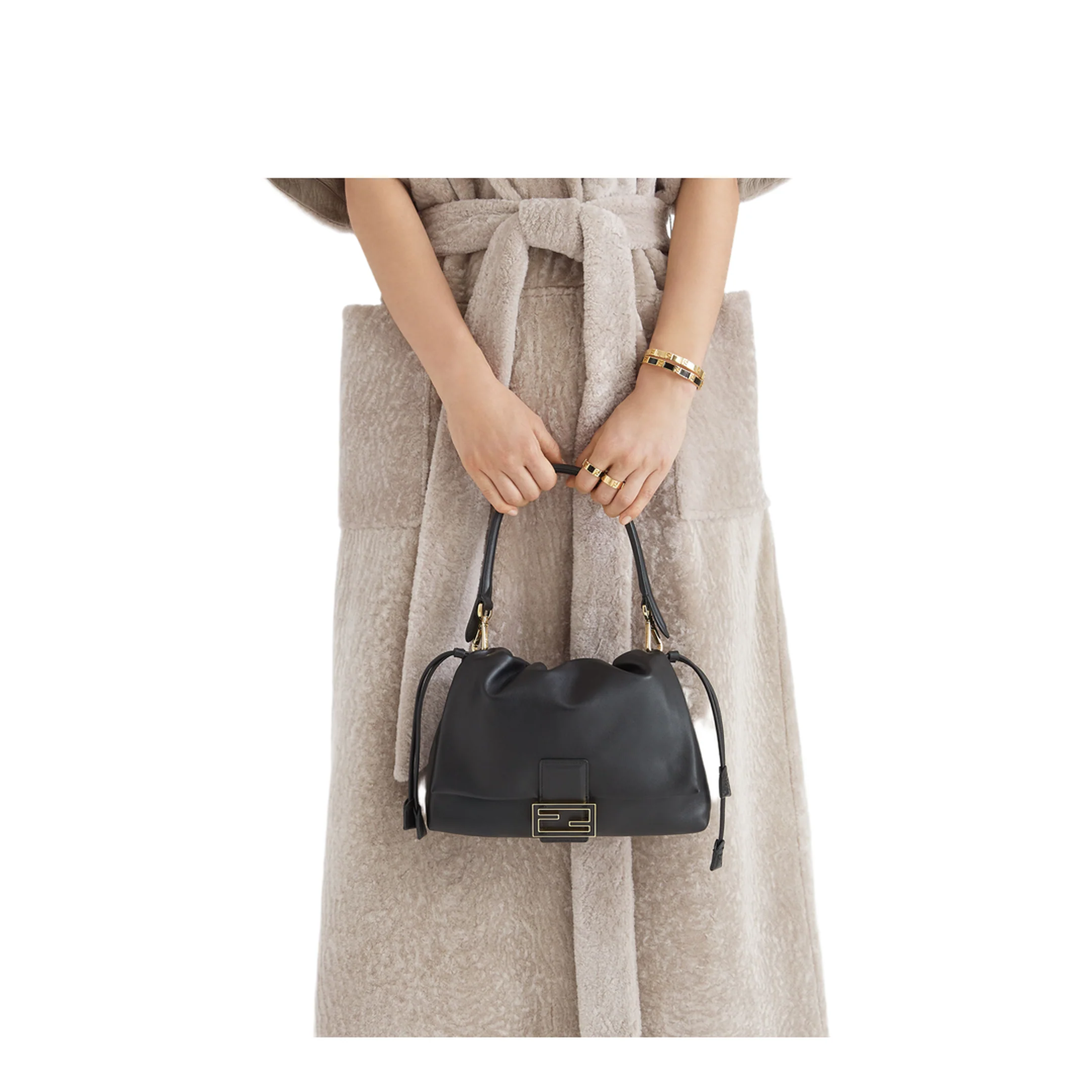 Mamma Baguette Medium Leather Handbag - Black - Image 5