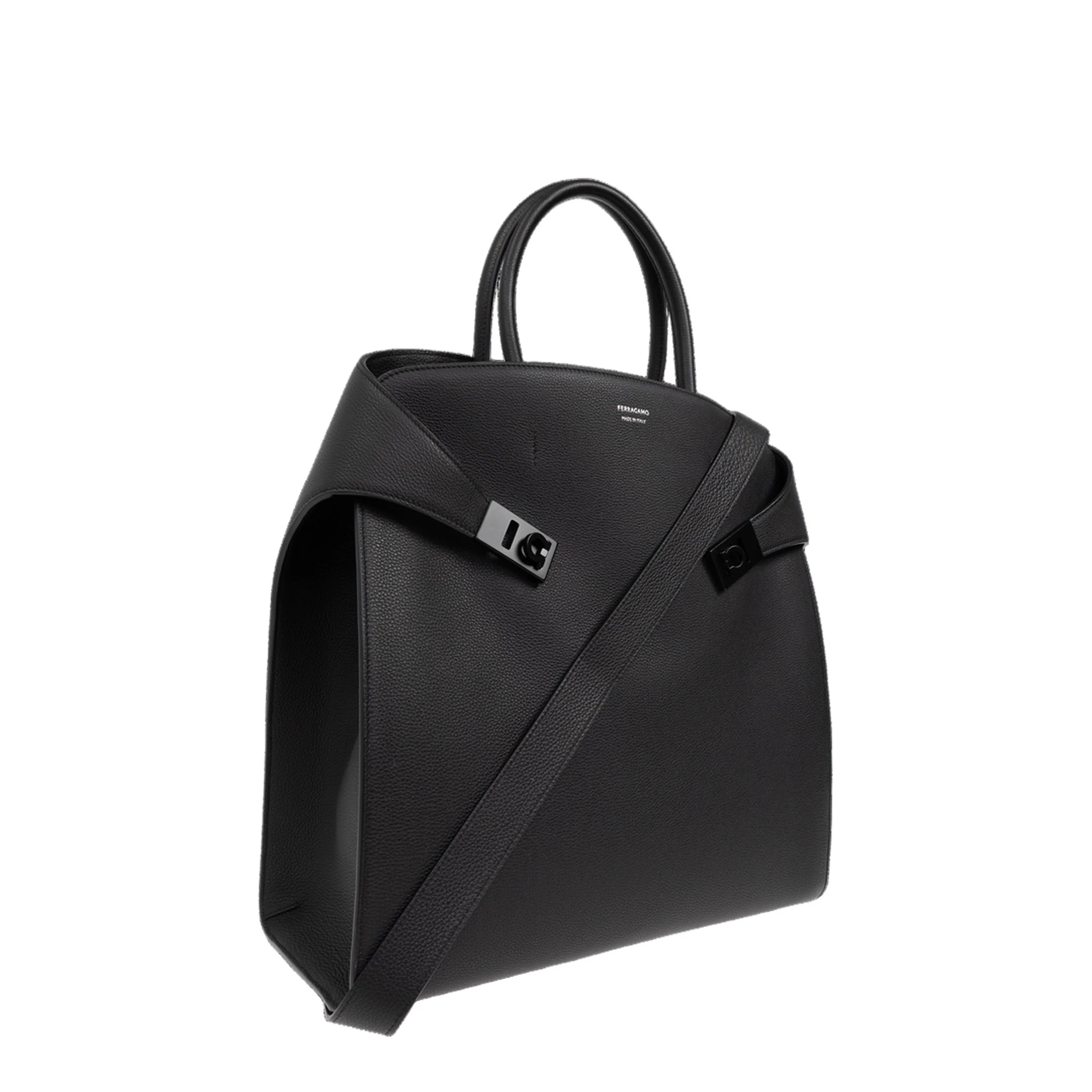 Hug Leather Tote Bag - Black - Image 4