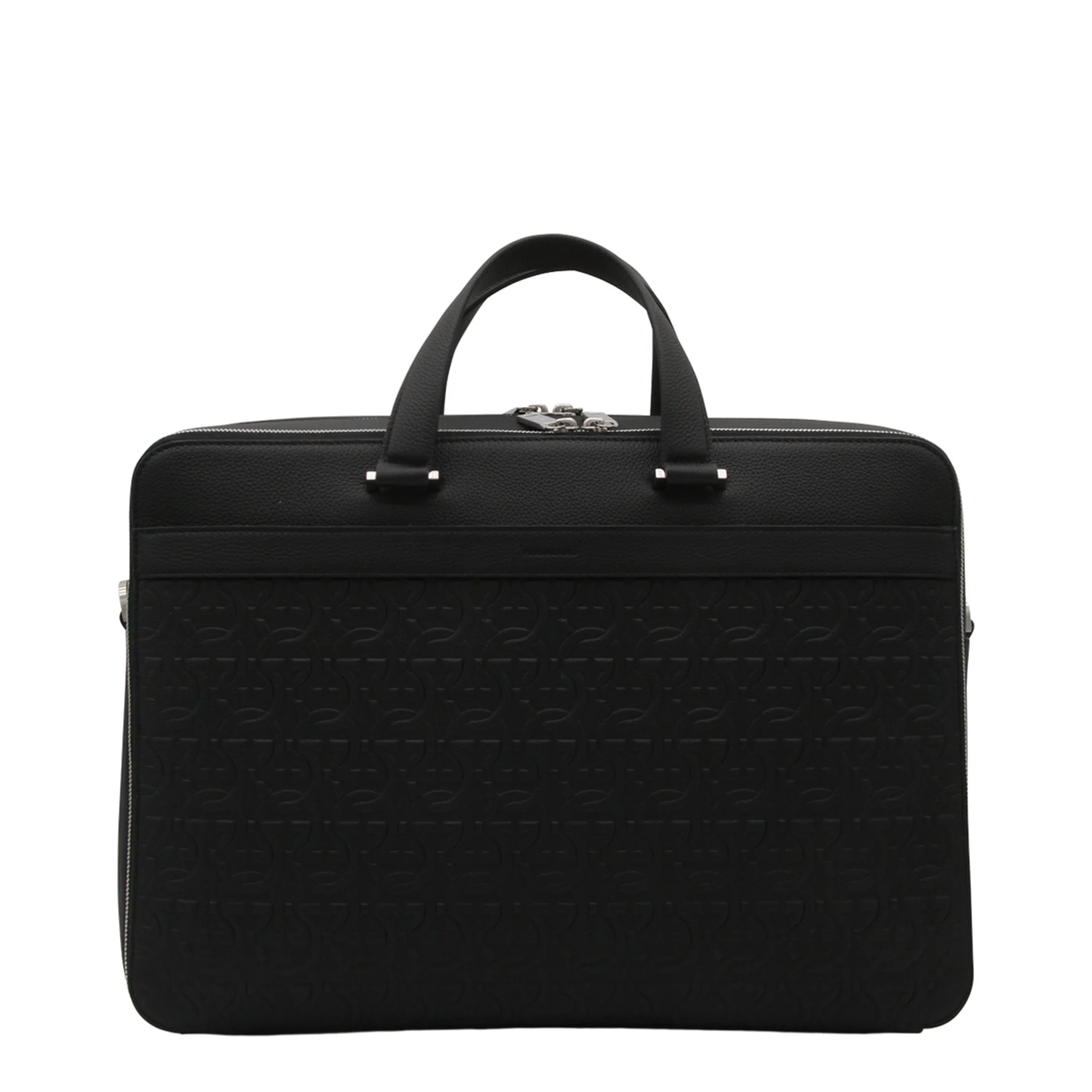 Salvatore Black Leather Business Gancini Top Handle Bag - Image 5
