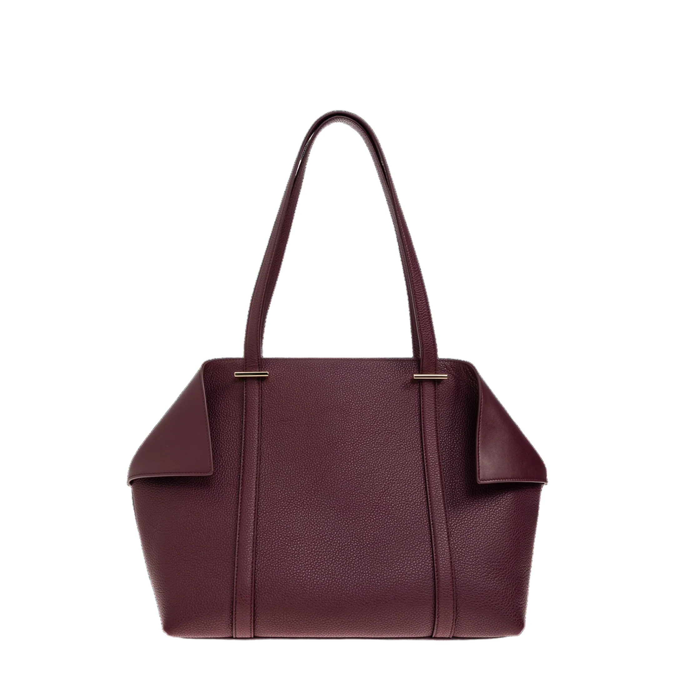 Folded Large Leather Tote Bag - Plum - Image 2