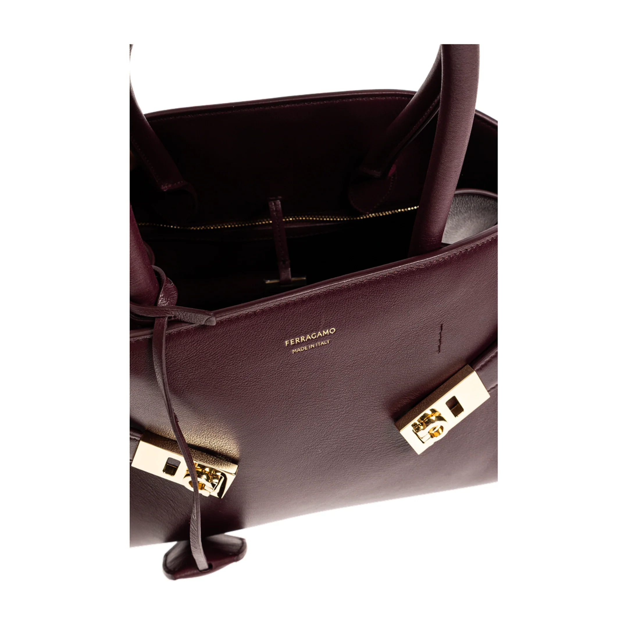 Hug Medium Leather Handbag - Plum - Image 4