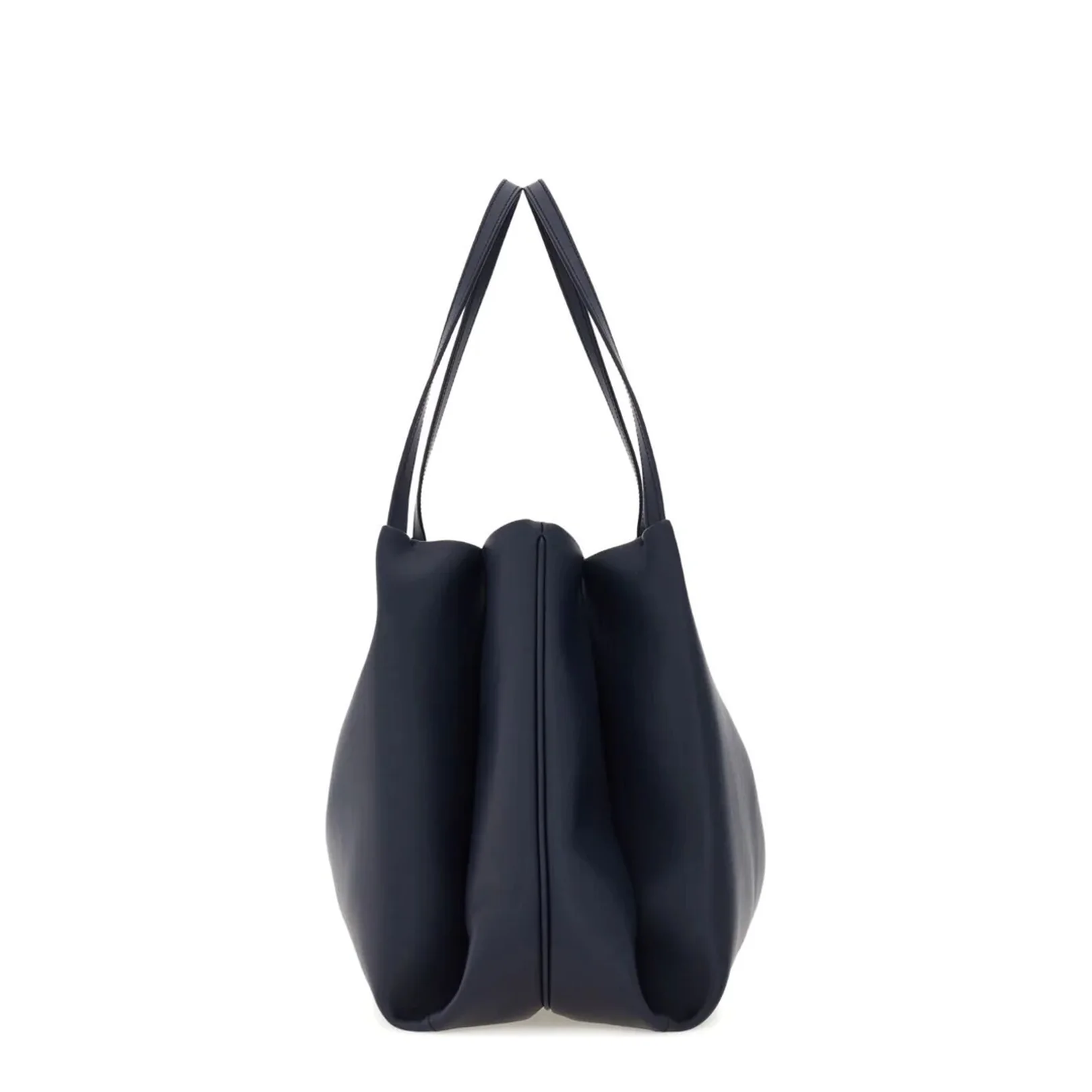 Large Leather Softened Tote Bag Blue - Image 3