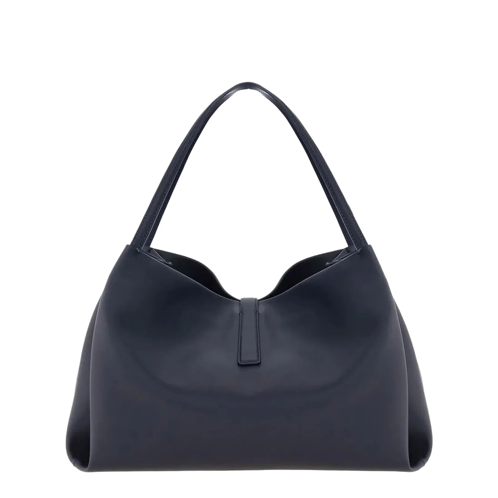 Large Leather Softened Tote Bag Blue - Image 4