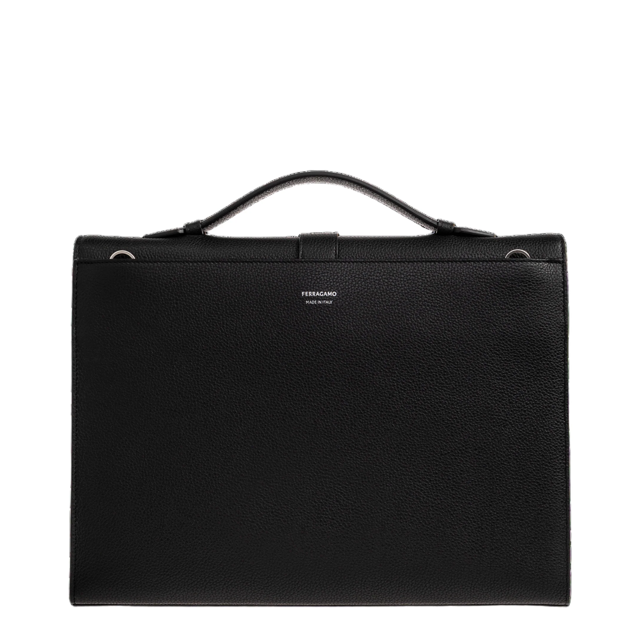 Hug Leather Briefcase - Black - Image 3