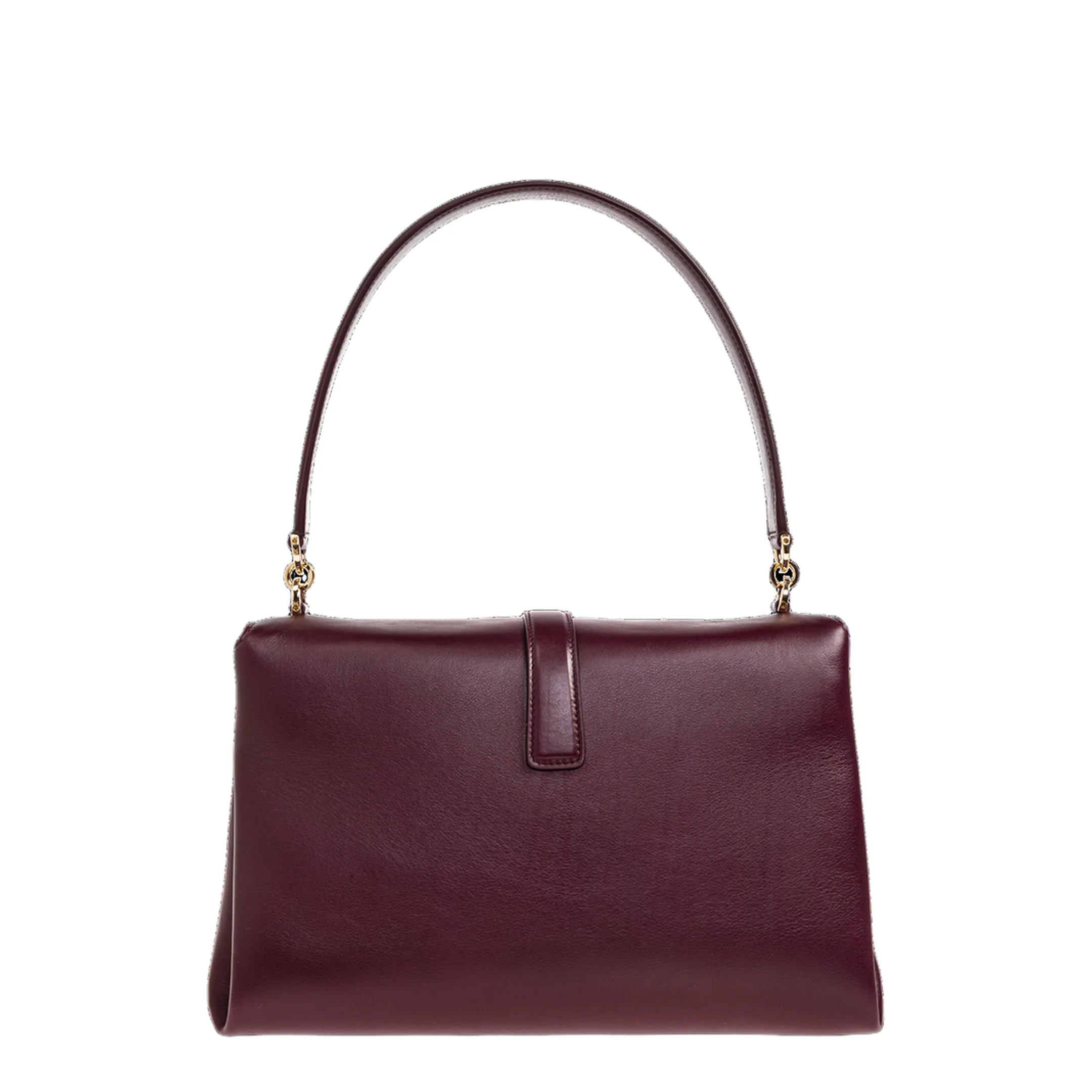 Front Flap Small Leather Shoulder Bag - Plum - Image 2