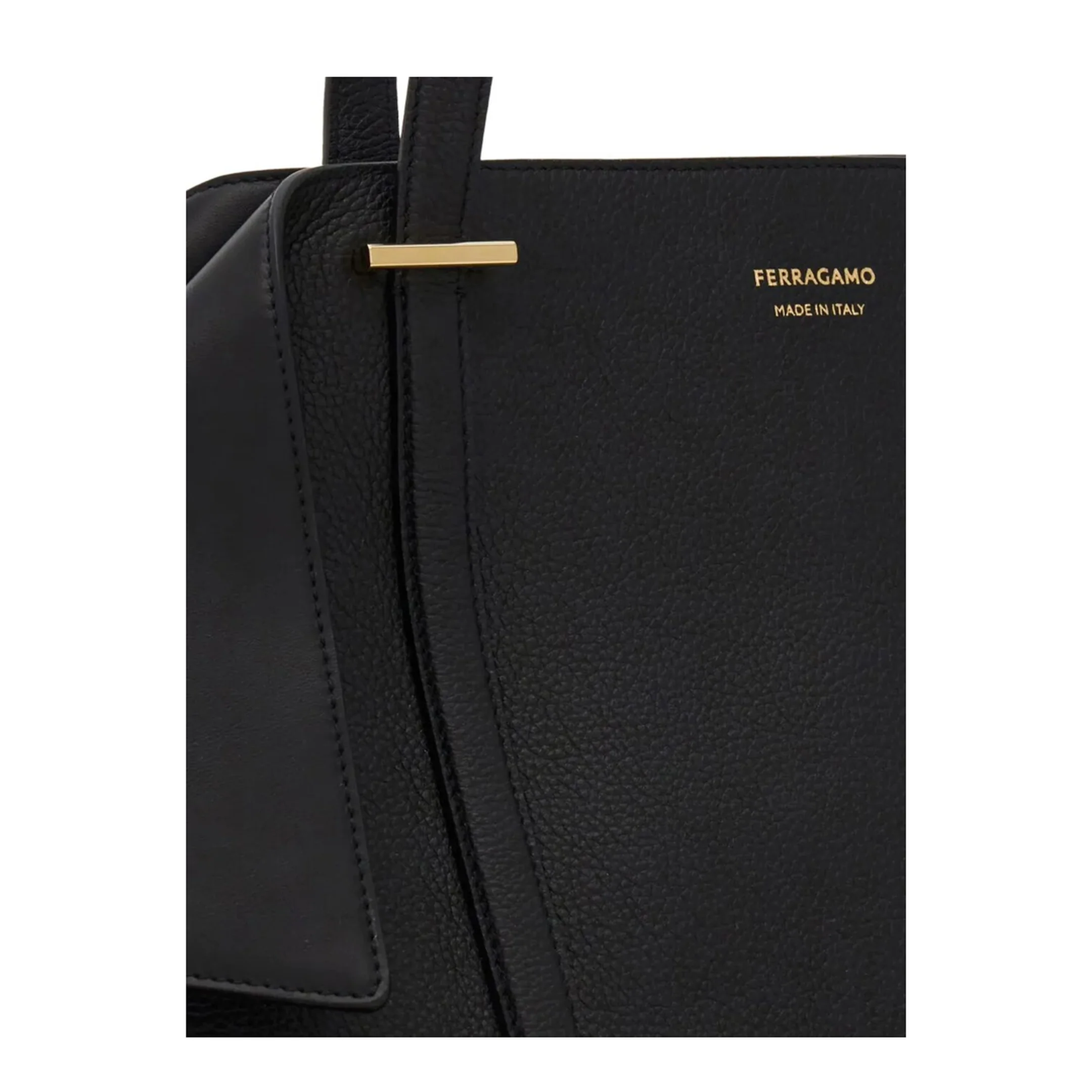 Folded Medium Calfskin Tote Bag - Black - Image 5
