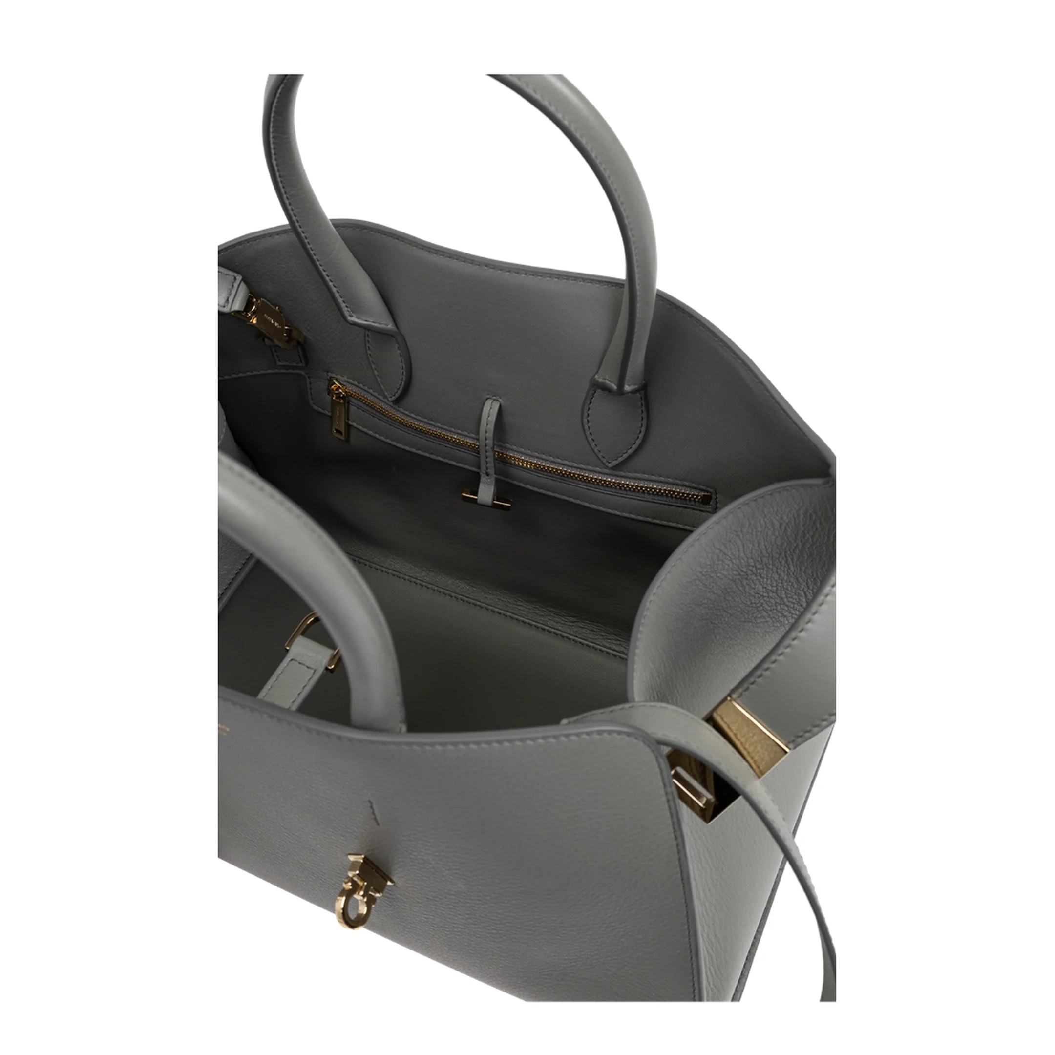 Hug Medium Leather Handbag - Ash Grey - Image 5