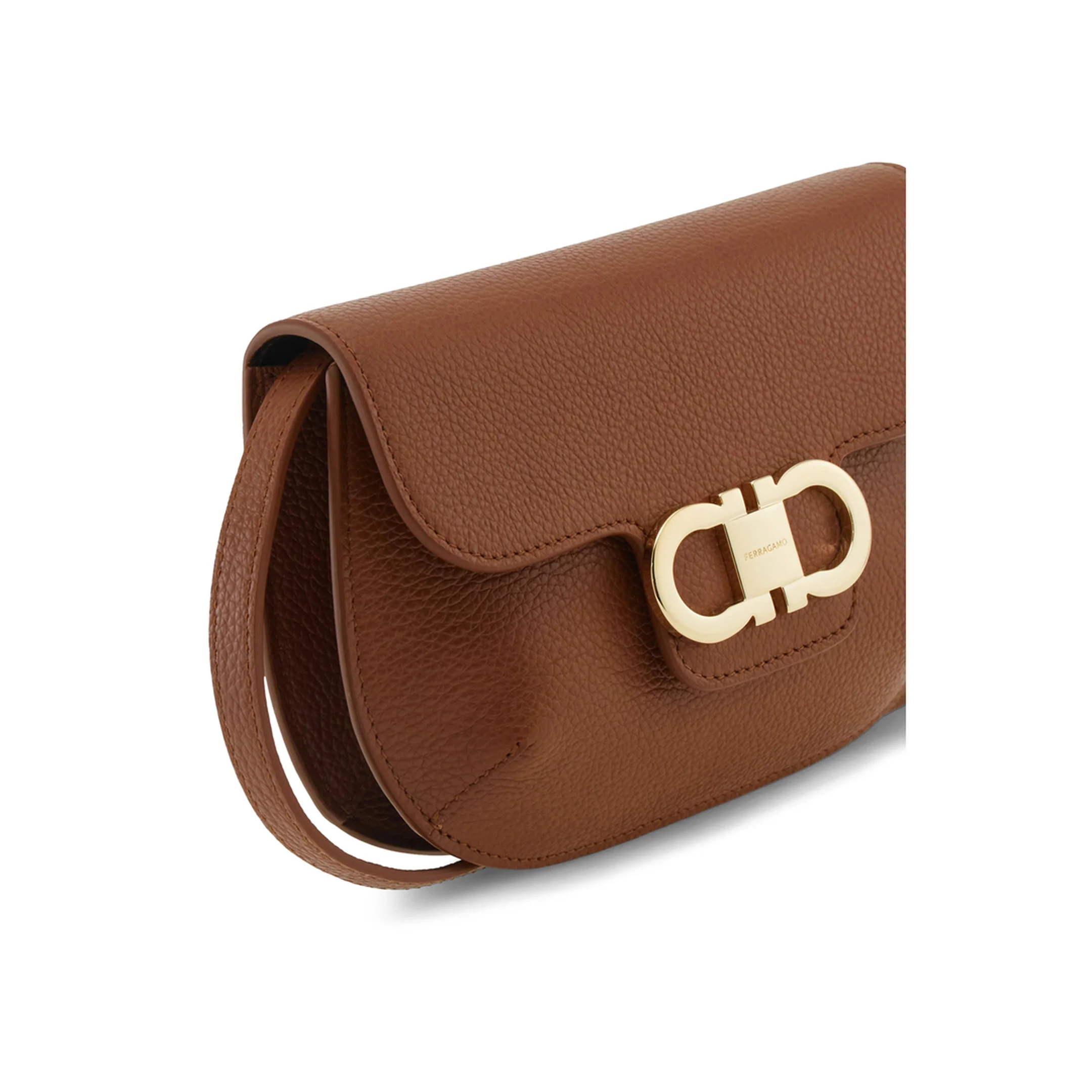 Double Gancini Mini Shoulder Bag - Brown - Image 3