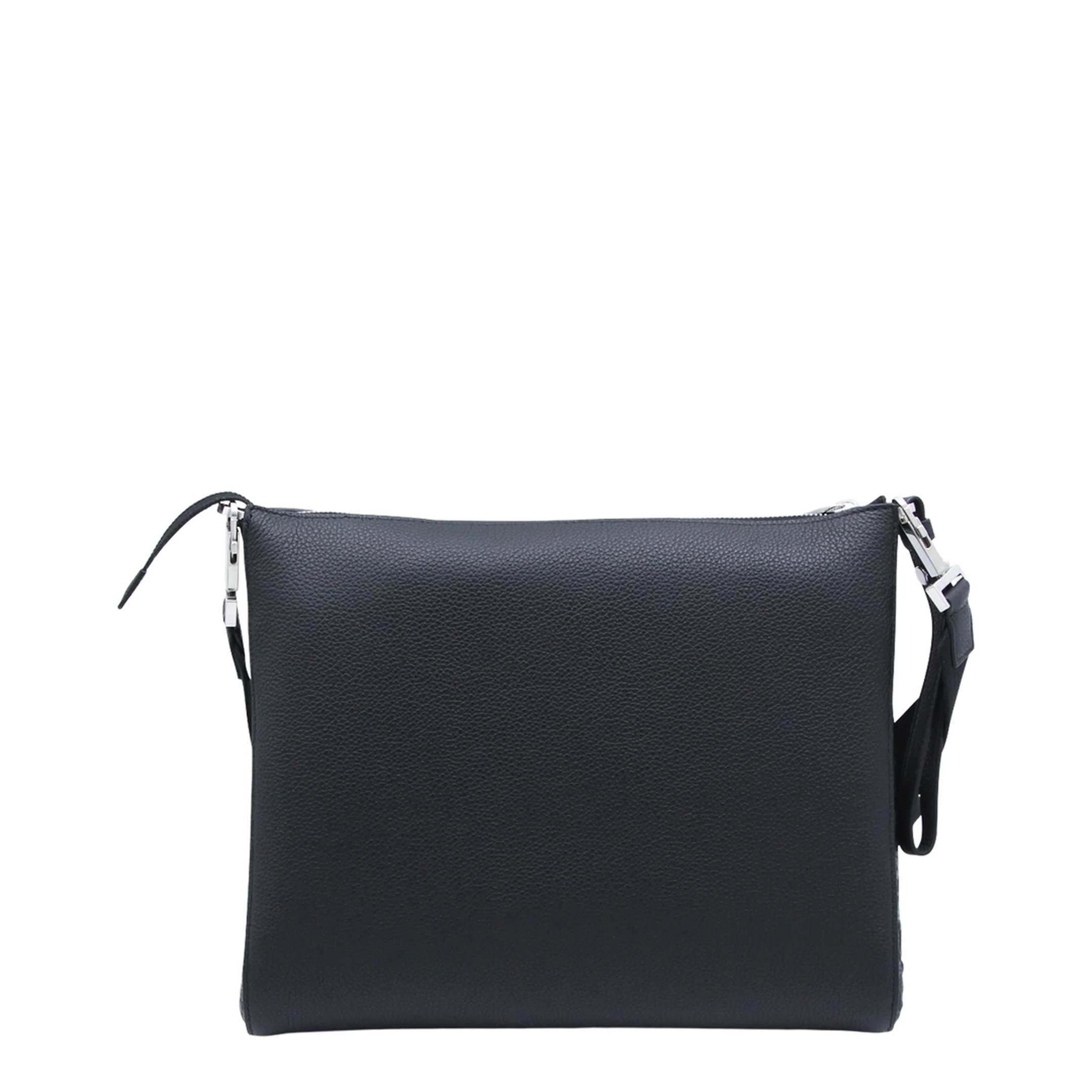 Embossed Leather Crossbody Bag - Black - Image 3