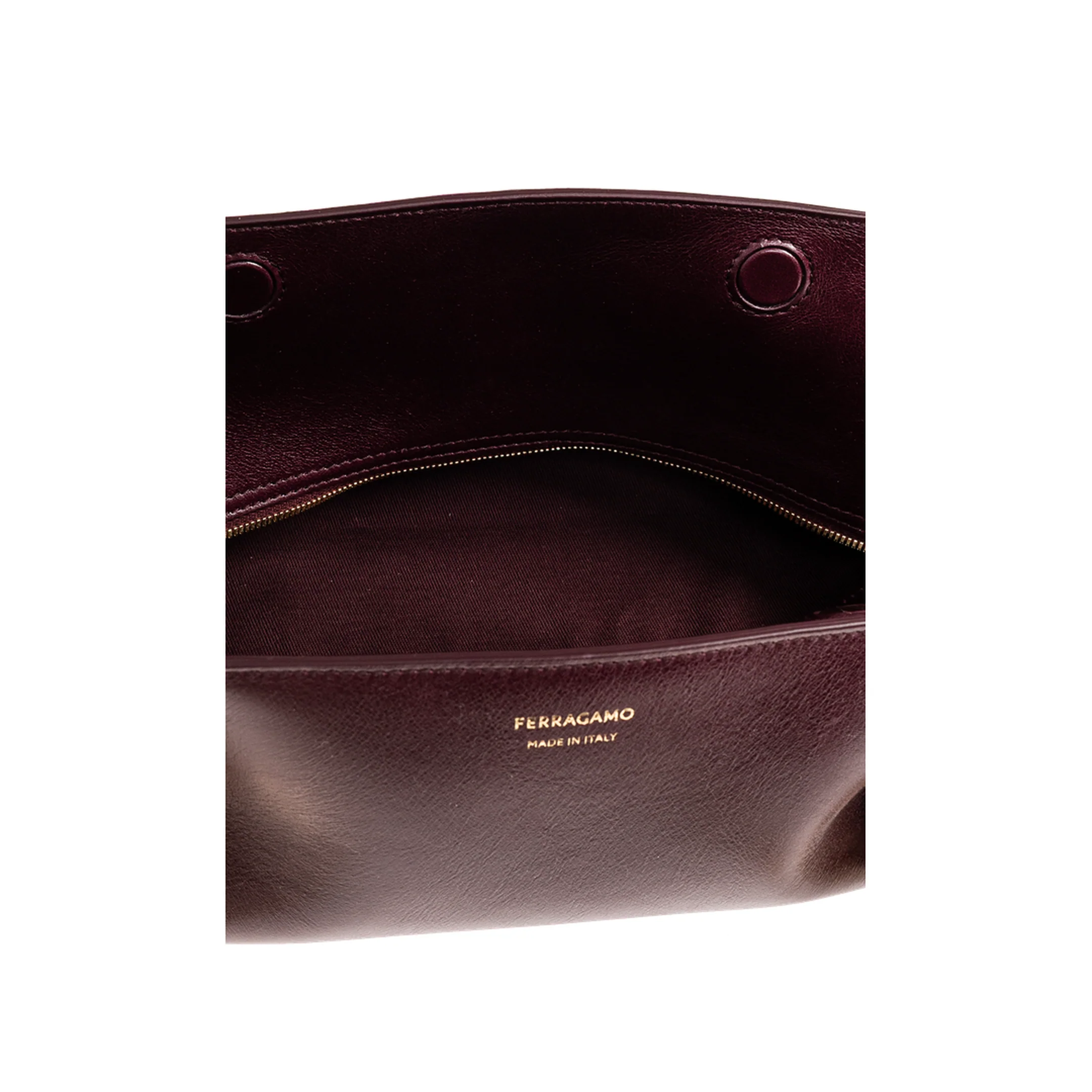 Folded Small Leather Shoulder Bag - Plum - Image 4