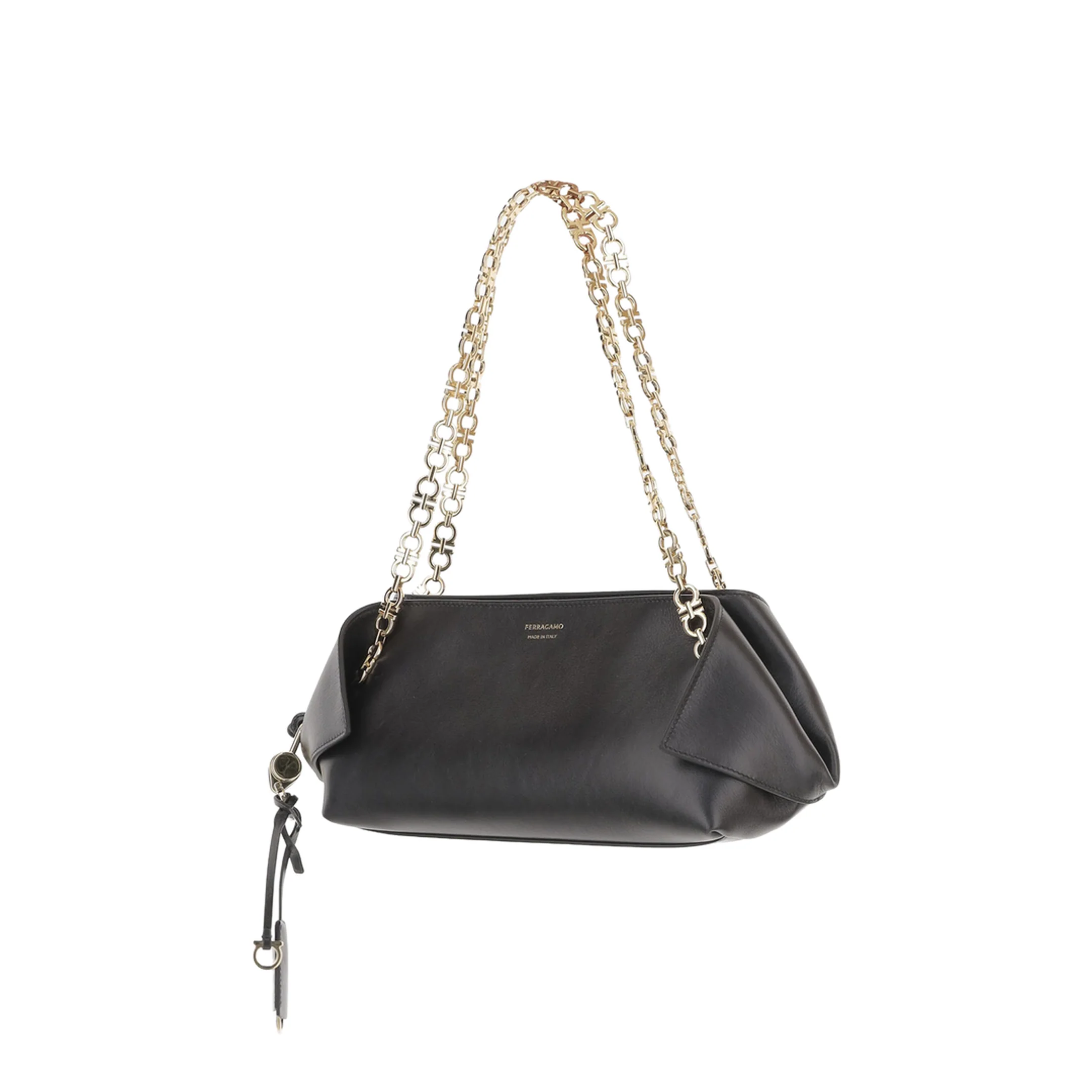 Chain Folded Small Shoulder Bag - Black - Image 2