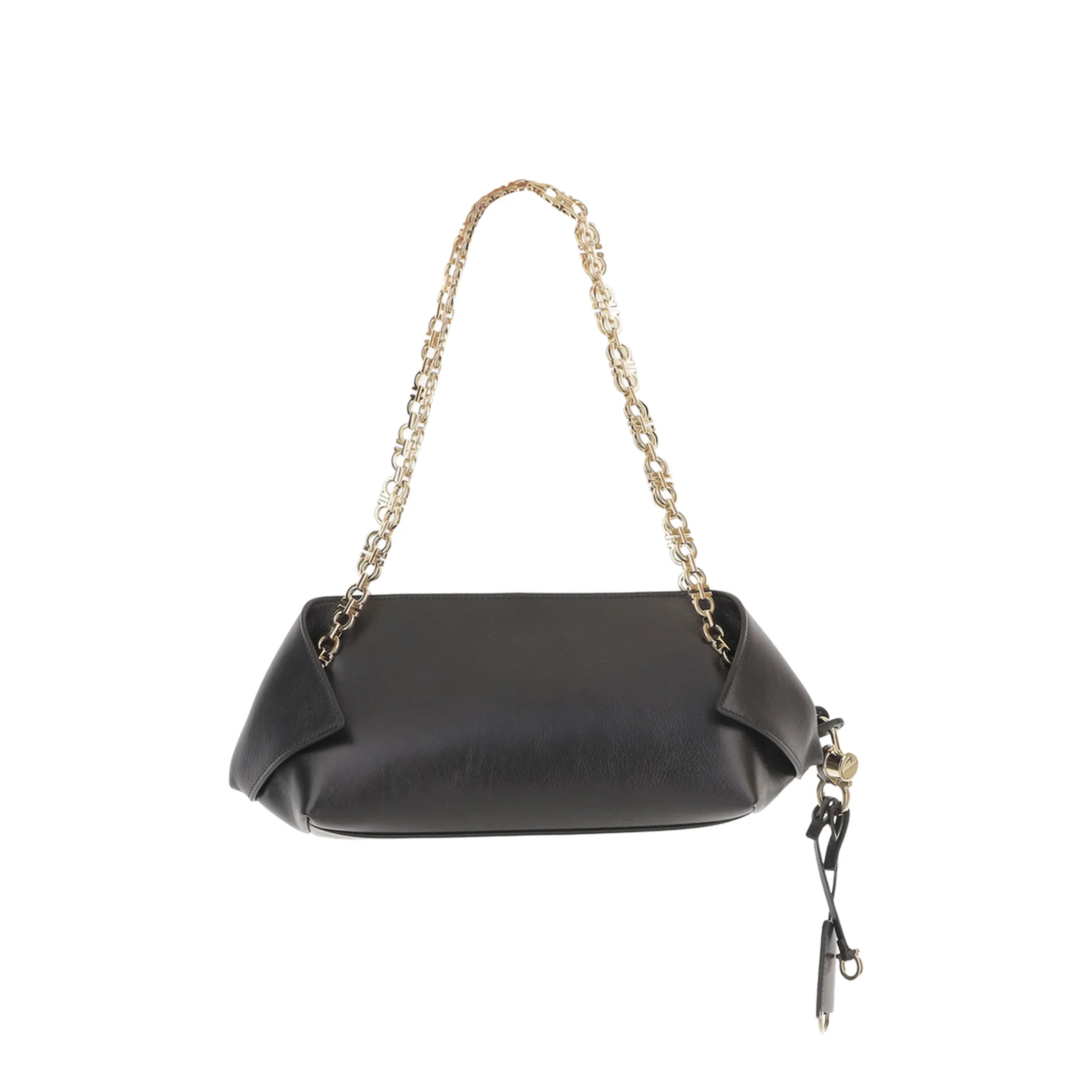 Chain Folded Small Shoulder Bag - Black - Image 3