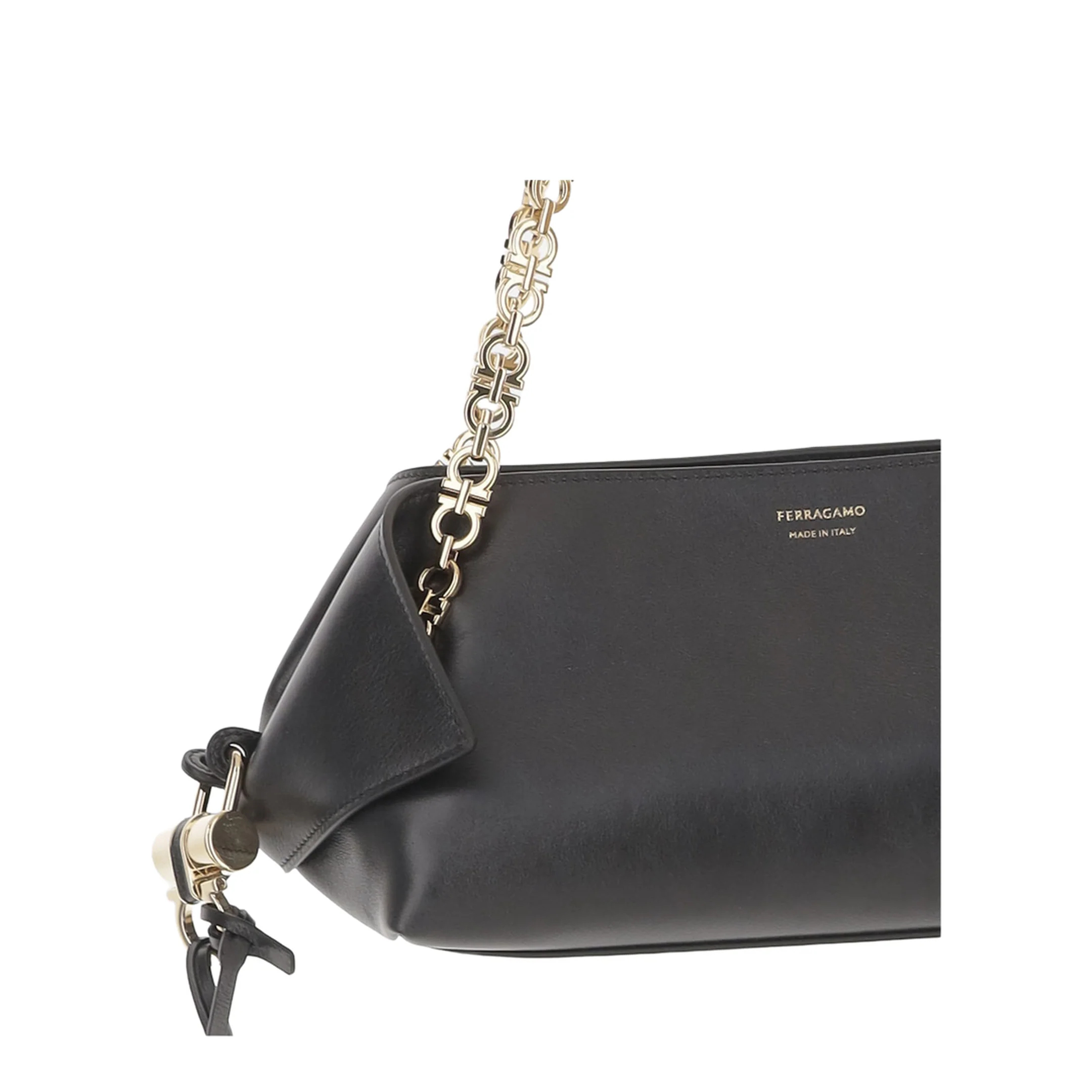 Chain Folded Small Shoulder Bag - Black - Image 4