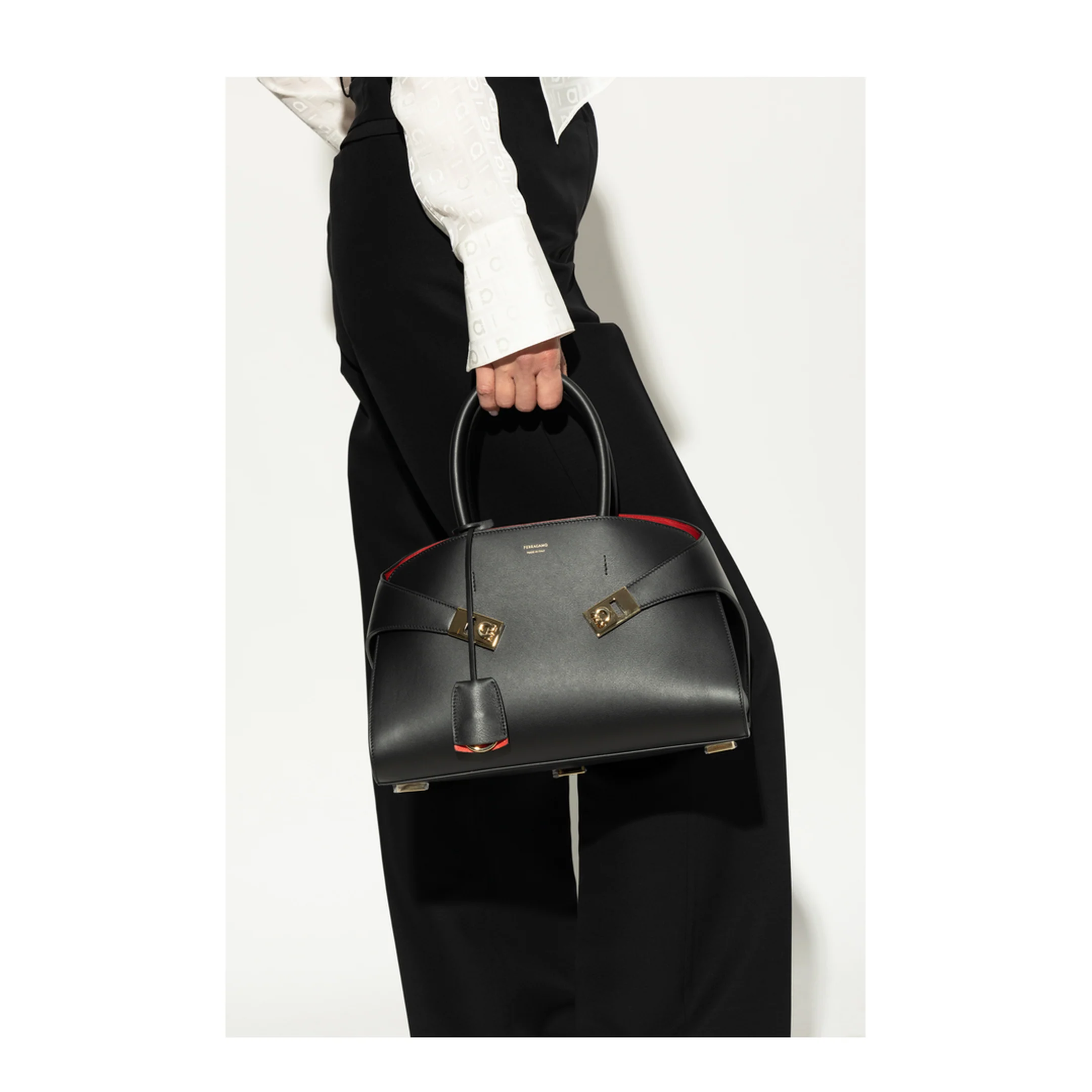 Hug Small Calfskin Handbag - Black - Image 2