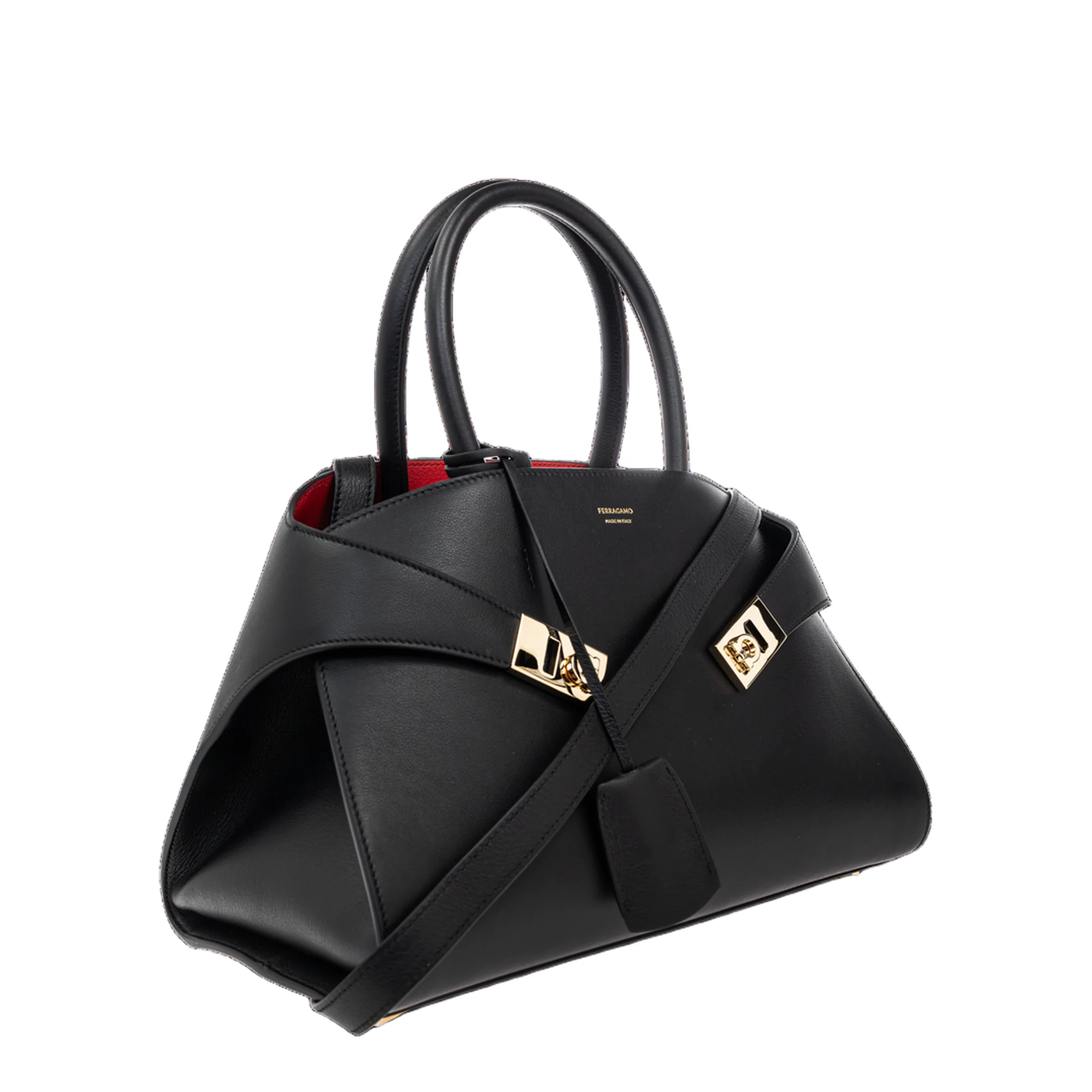 Hug Small Calfskin Handbag - Black - Image 4