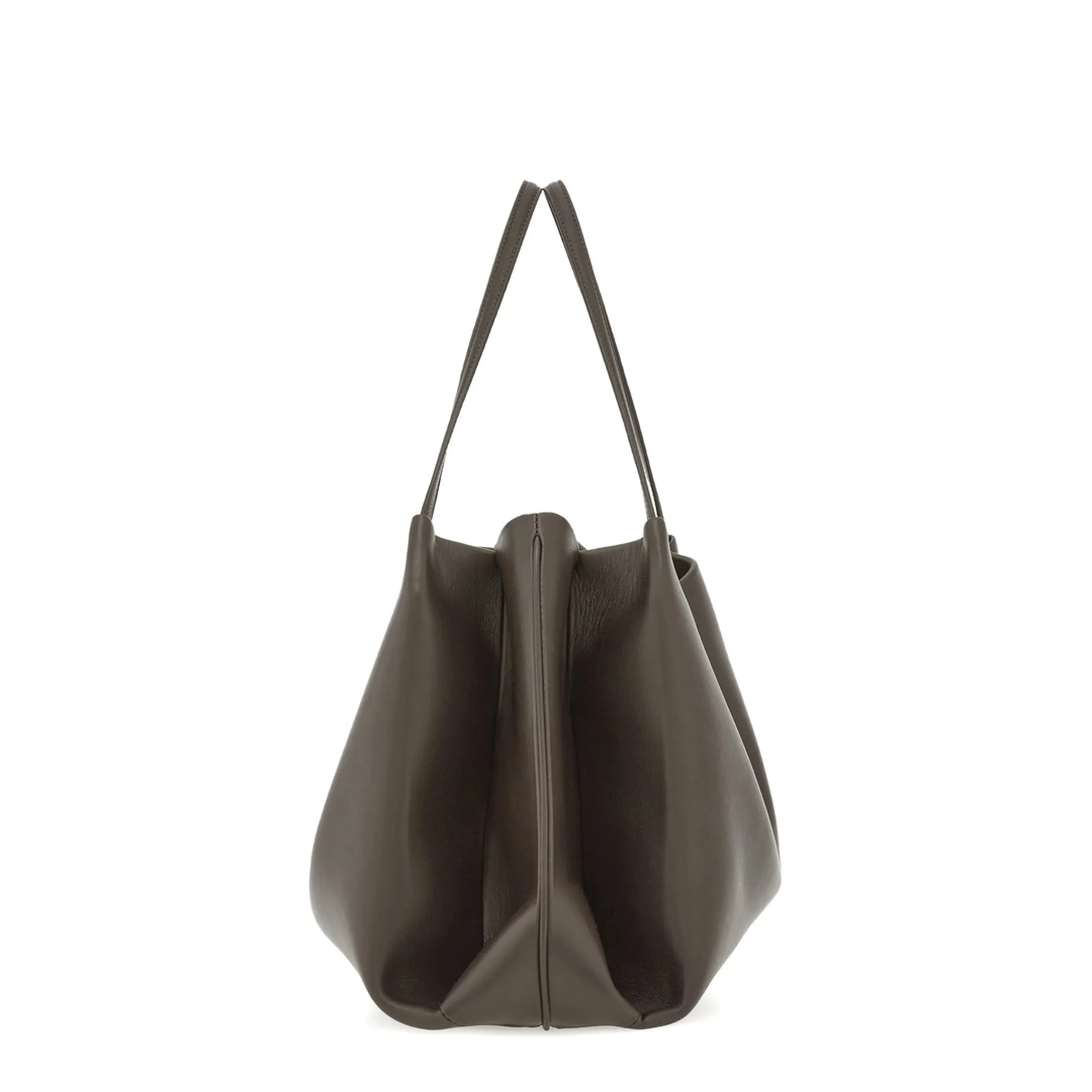 Large Leather Shoulder Bag - Grey - Image 4
