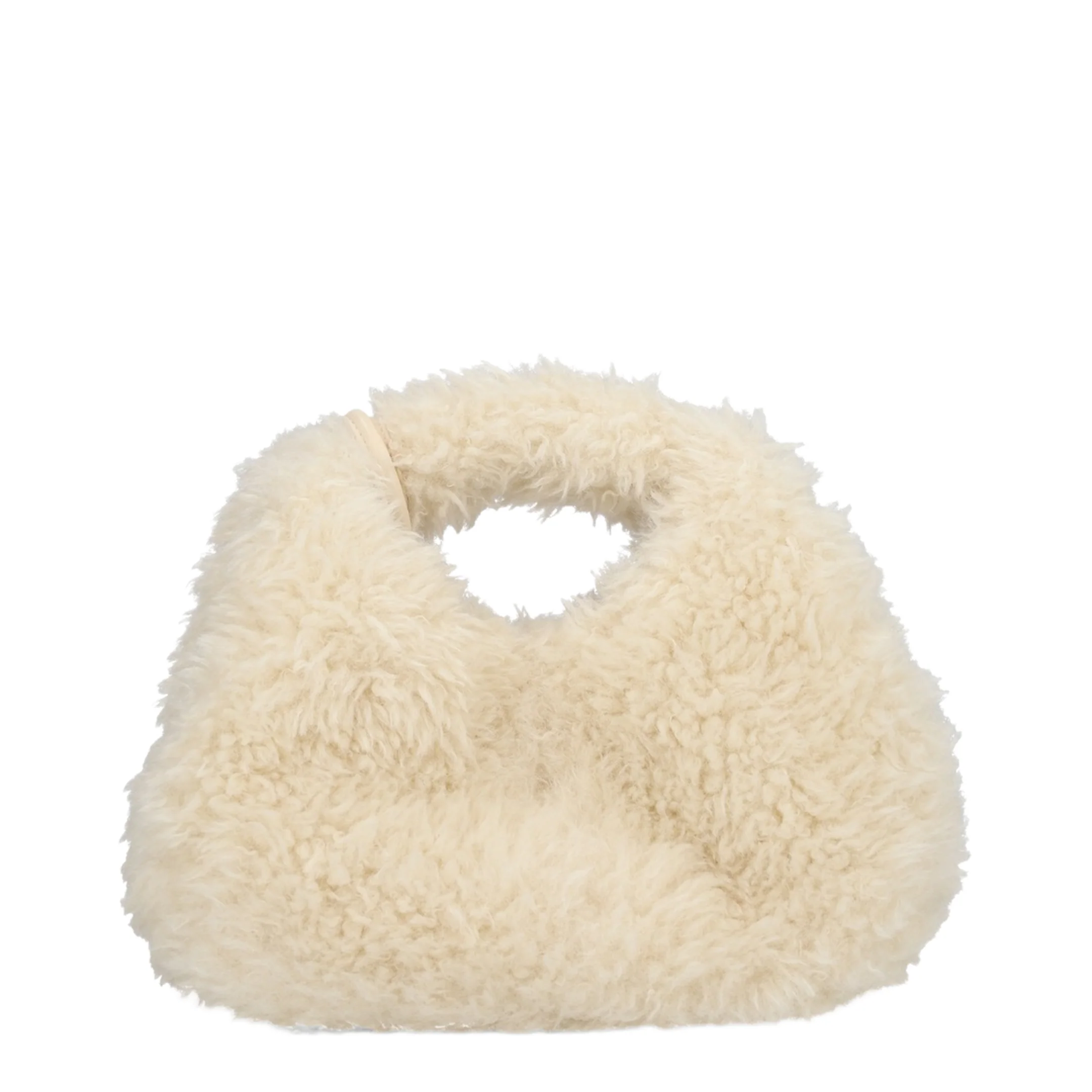 White Handbag With Adjustable And Removable Shoulder Strap And Top Zip Closure In Ecofur - Image 3