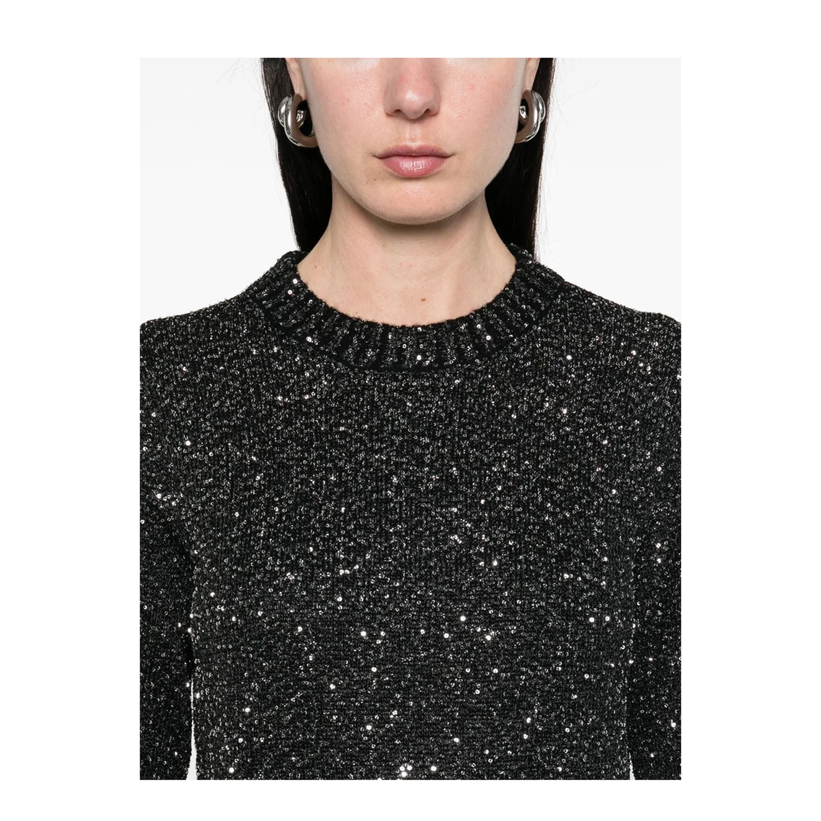 Black Wool Blend Cropped Sweater - Image 4