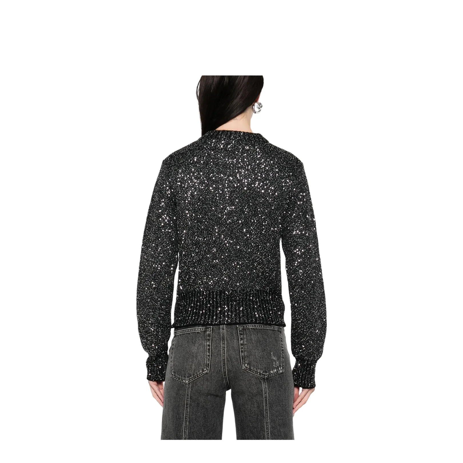 Black Wool Blend Cropped Sweater - Image 5