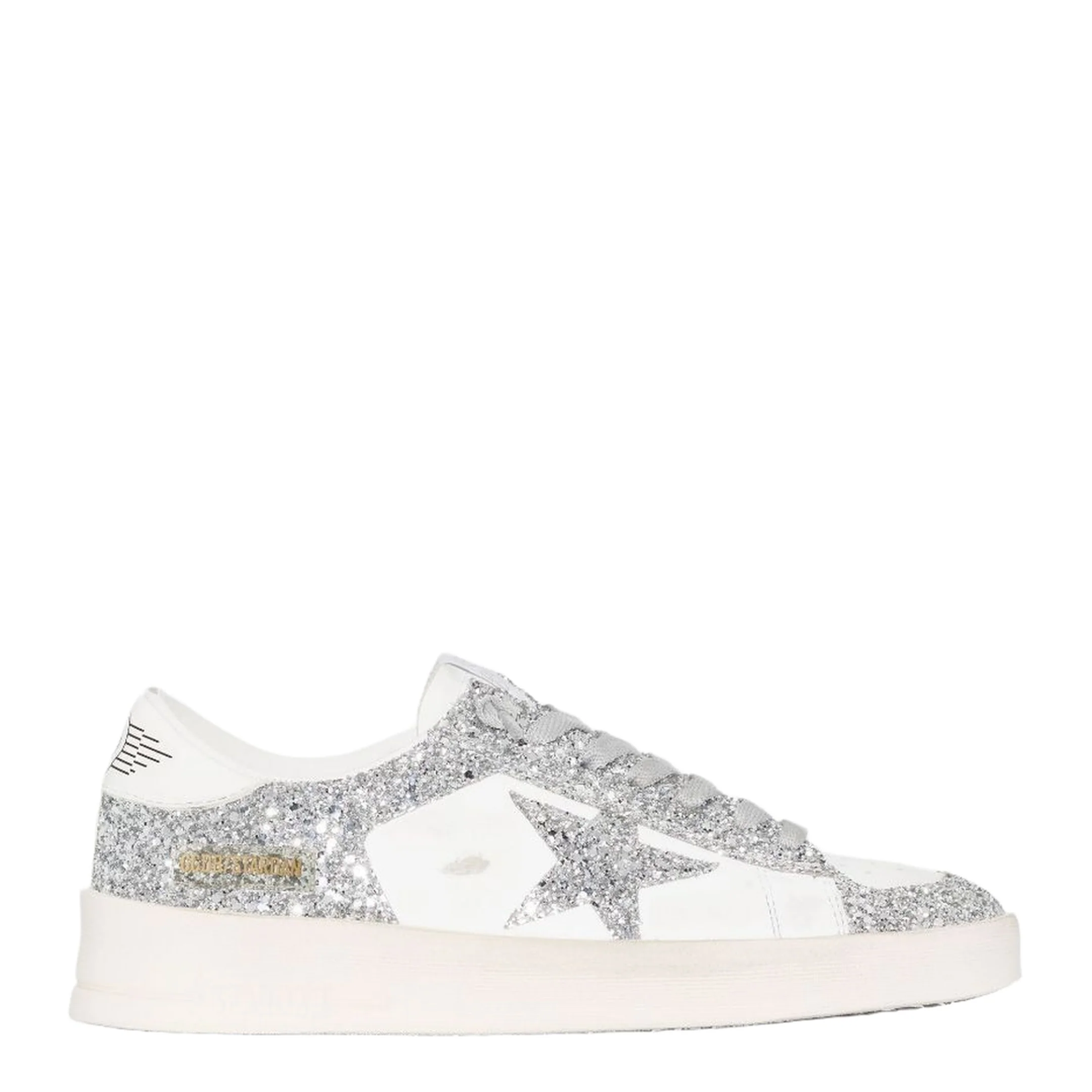 Stardan Sneakers in White and Silver Glitter - Image 2
