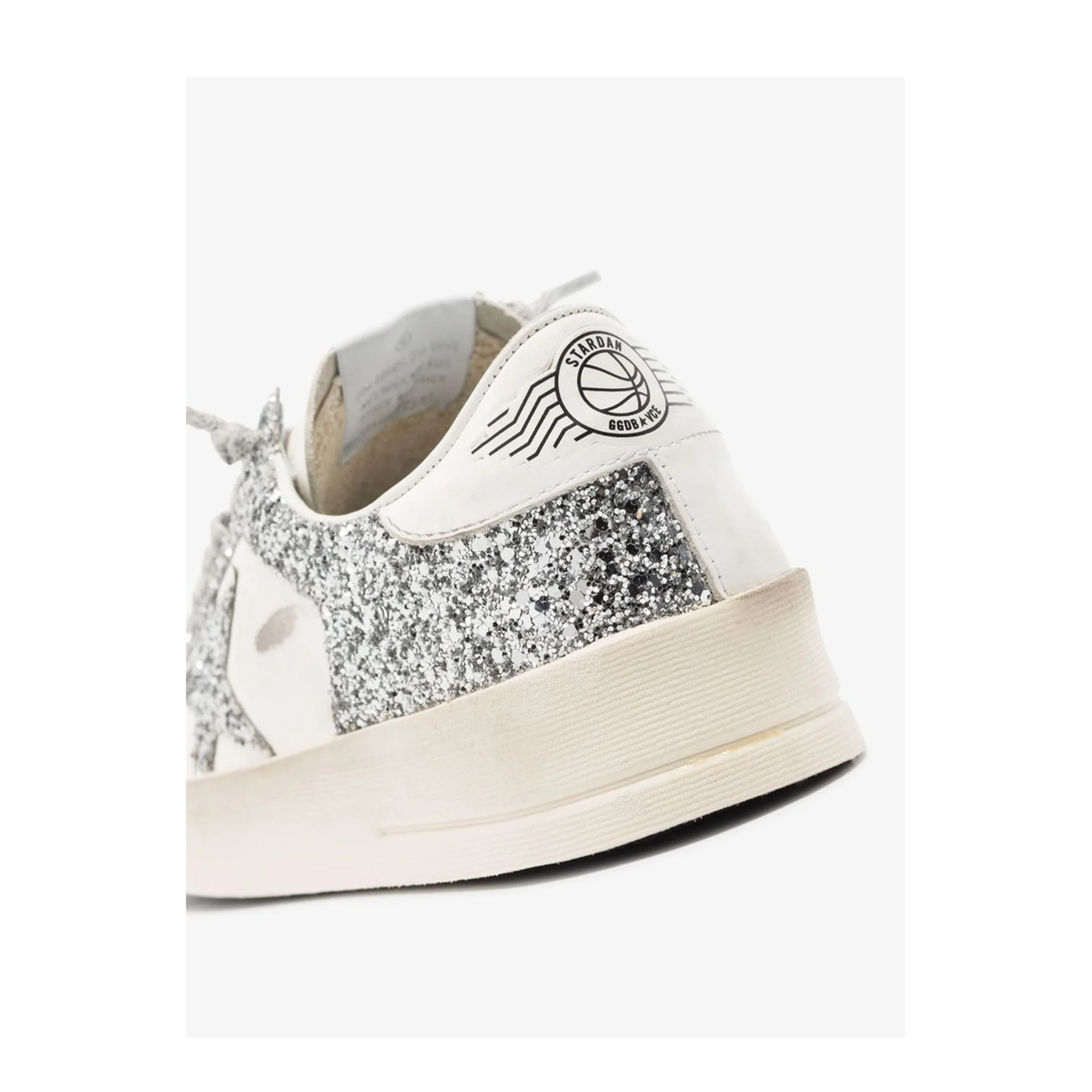 Stardan Sneakers in White and Silver Glitter - Image 3