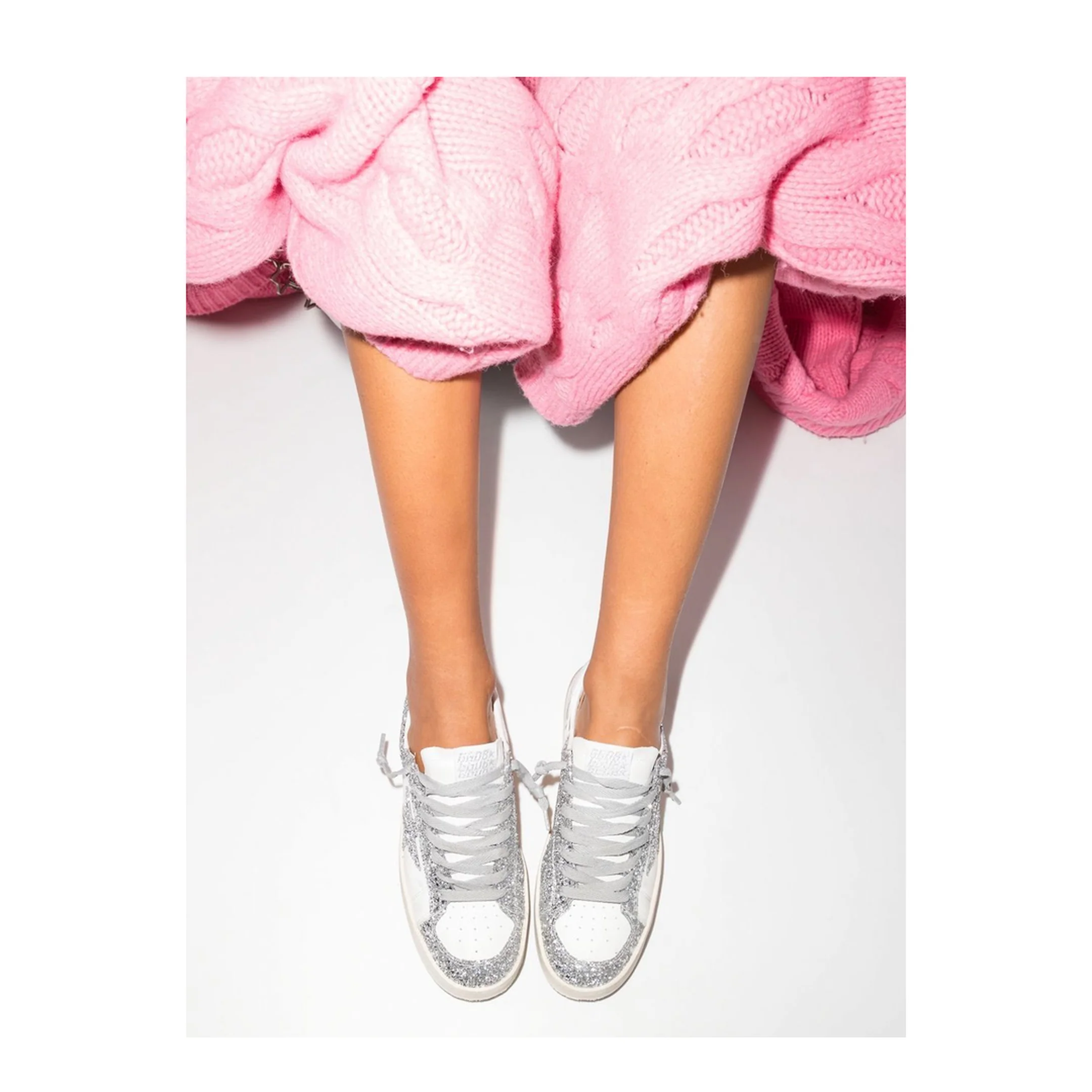 Stardan Sneakers in White and Silver Glitter - Image 6