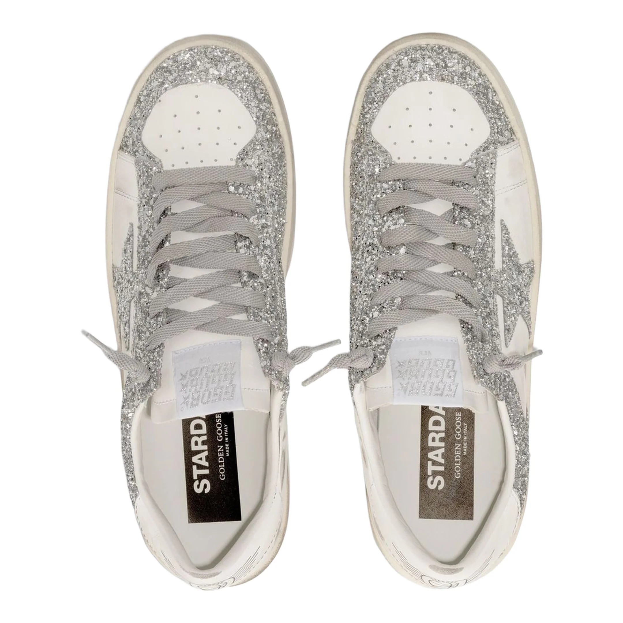 Stardan Sneakers in White and Silver Glitter - Image 8