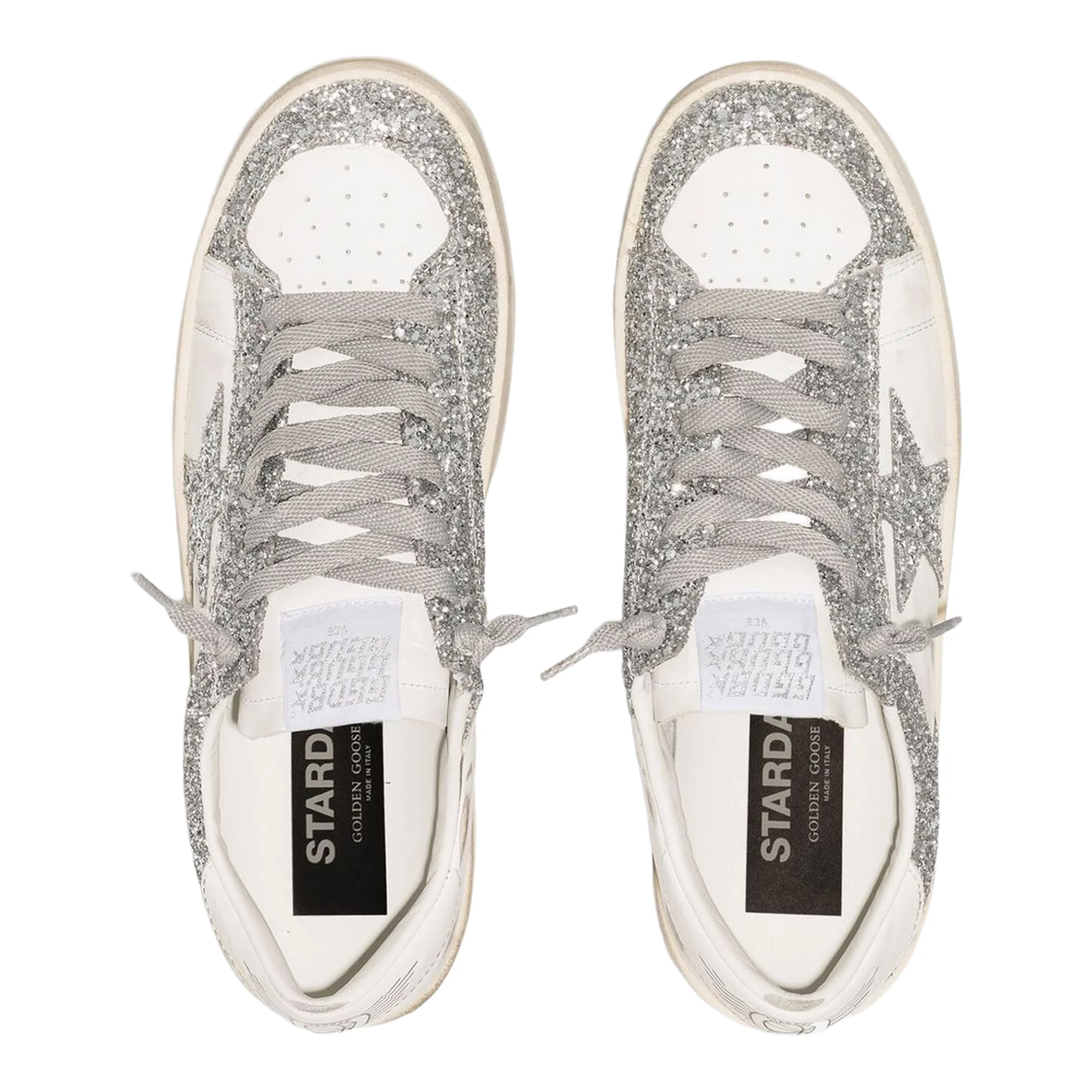 Stardan Sneakers in White and Silver Glitter - Image 9