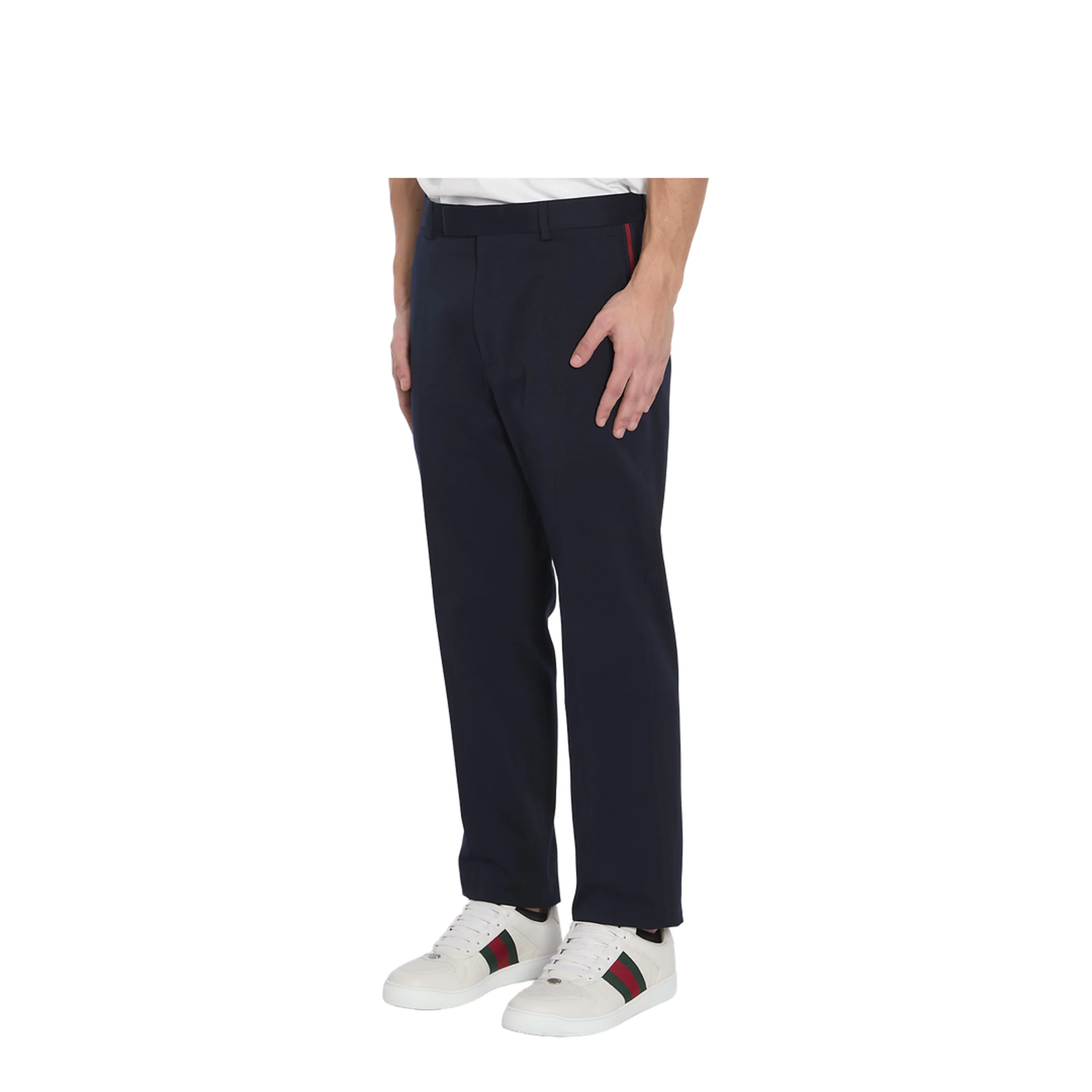Cotton Gabardine Pant with Web in Blue - Image 2
