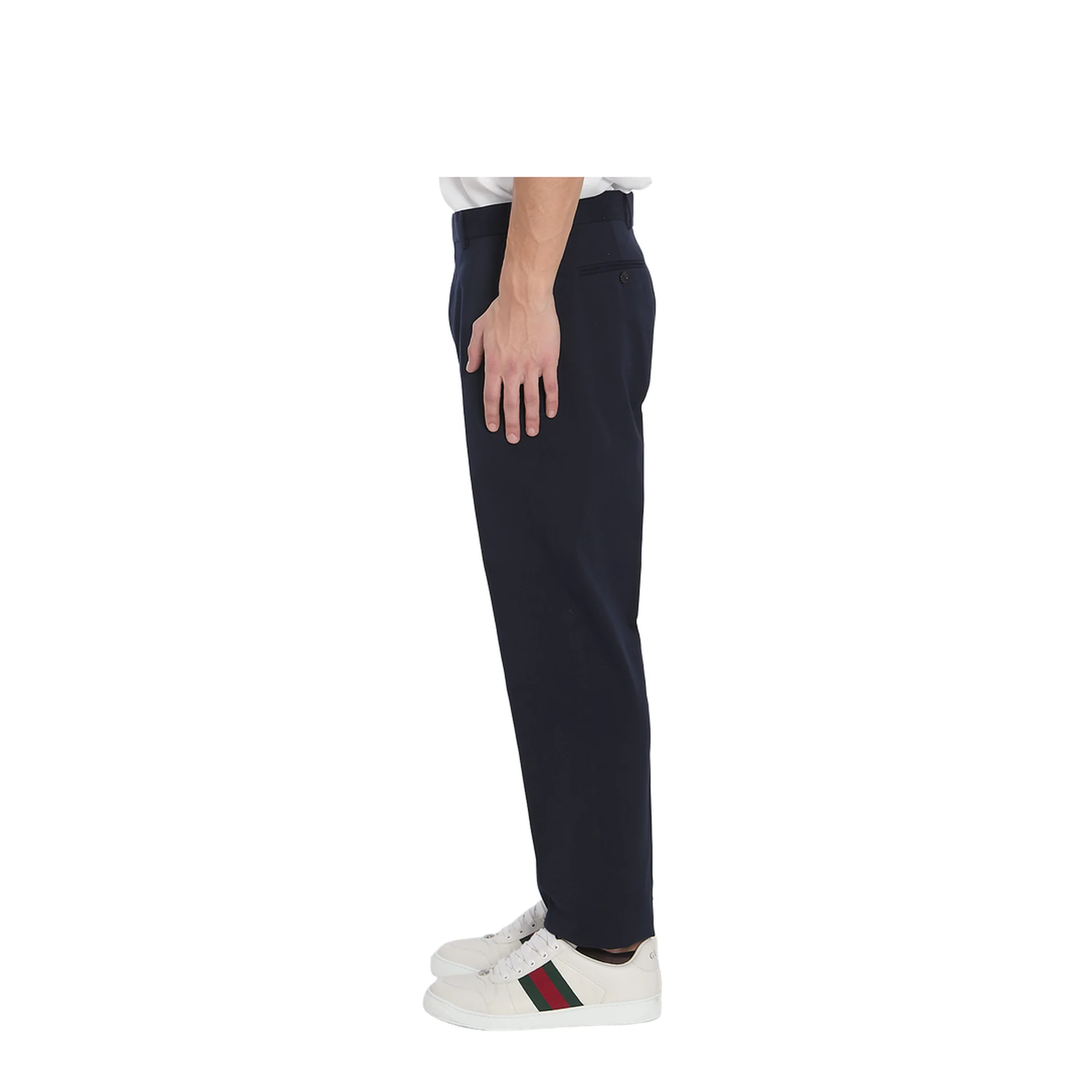 Cotton Gabardine Pant with Web in Blue - Image 3