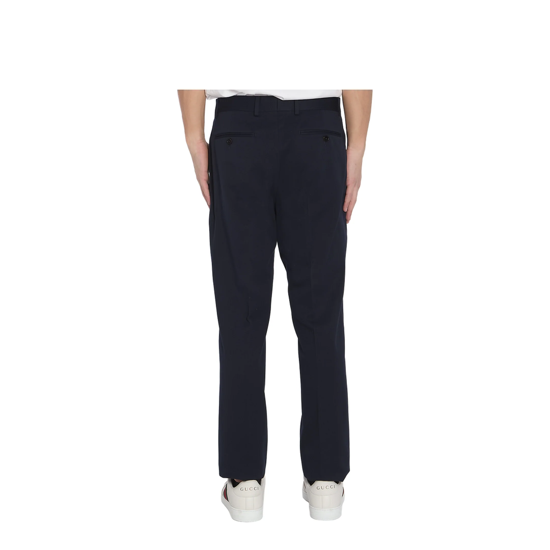 Cotton Gabardine Pant with Web in Blue - Image 4