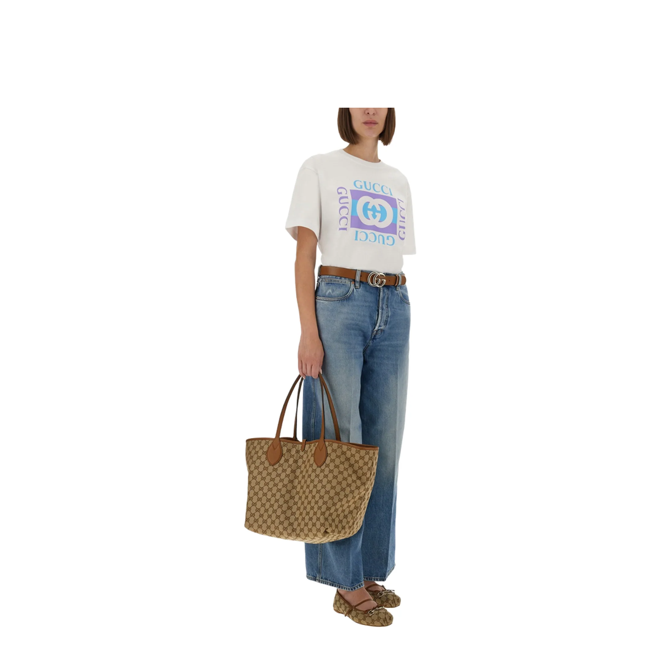 Cotton Jersey T-Shirt with Print in White - Image 2