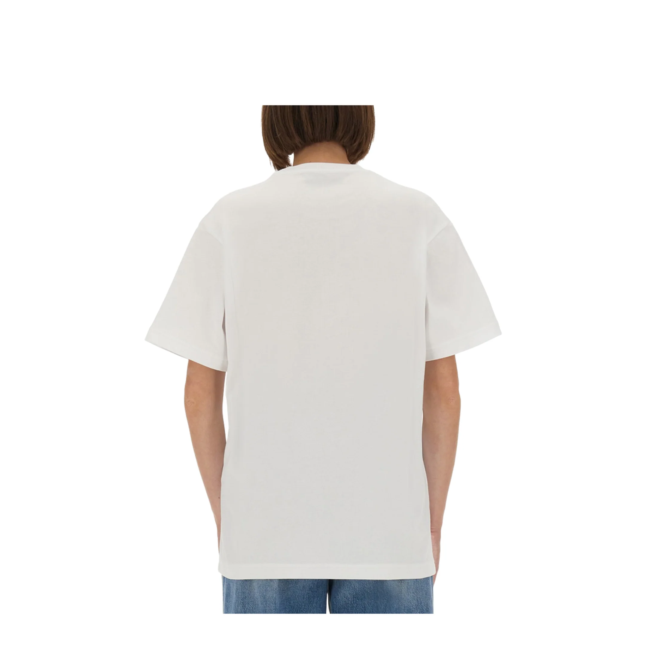 Cotton Jersey T-Shirt with Print in White - Image 3