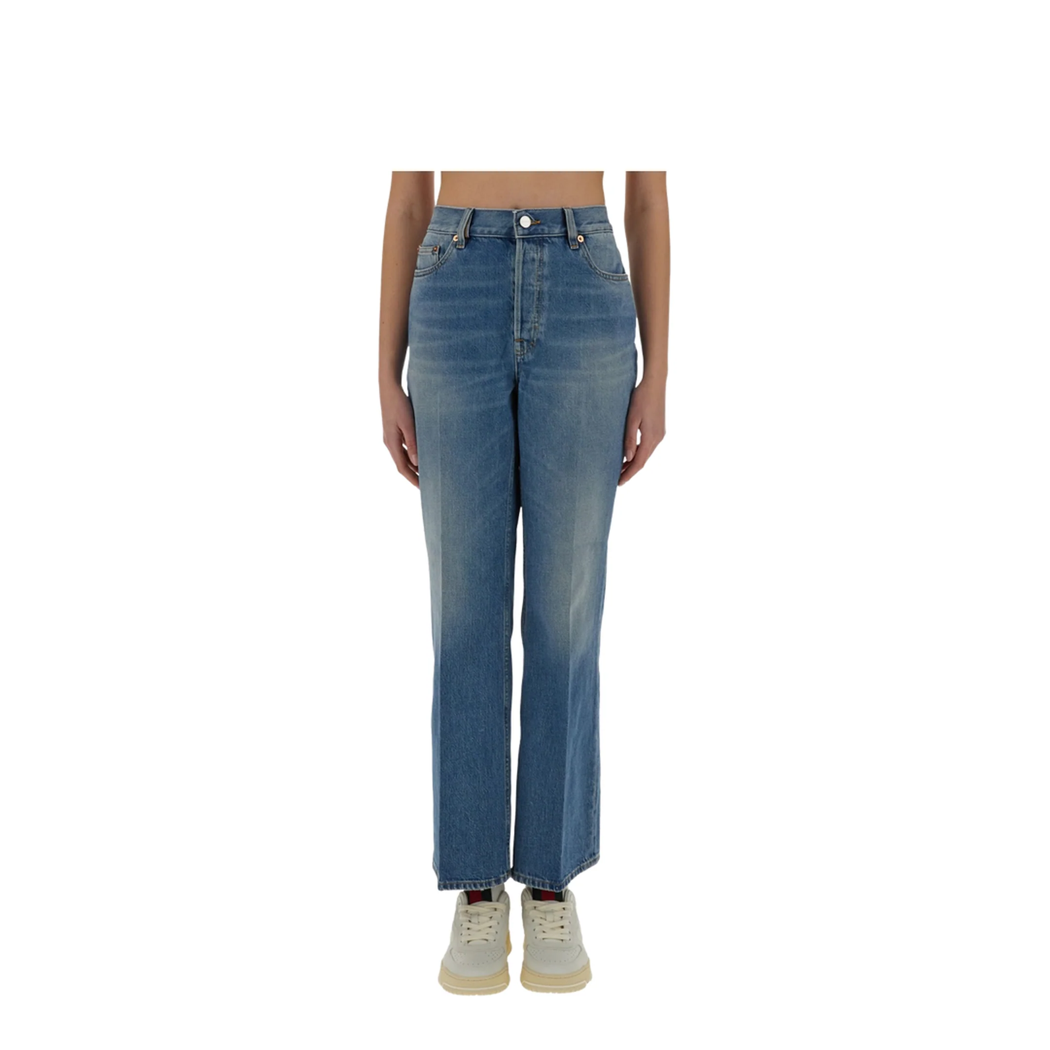 Denim Pants with Logo Label