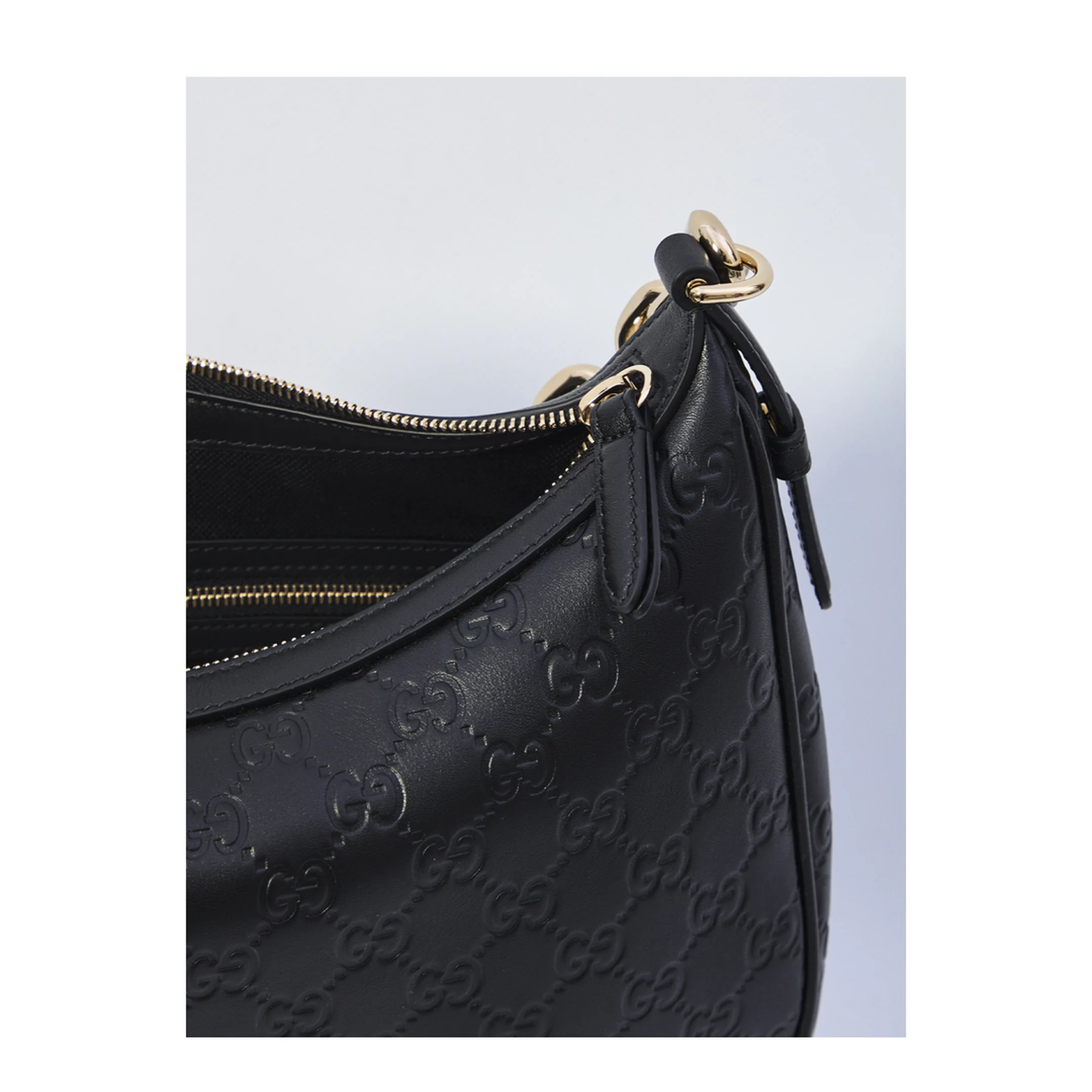 GG Emblem Large Leather Shoulder Bags - Black - Image 3